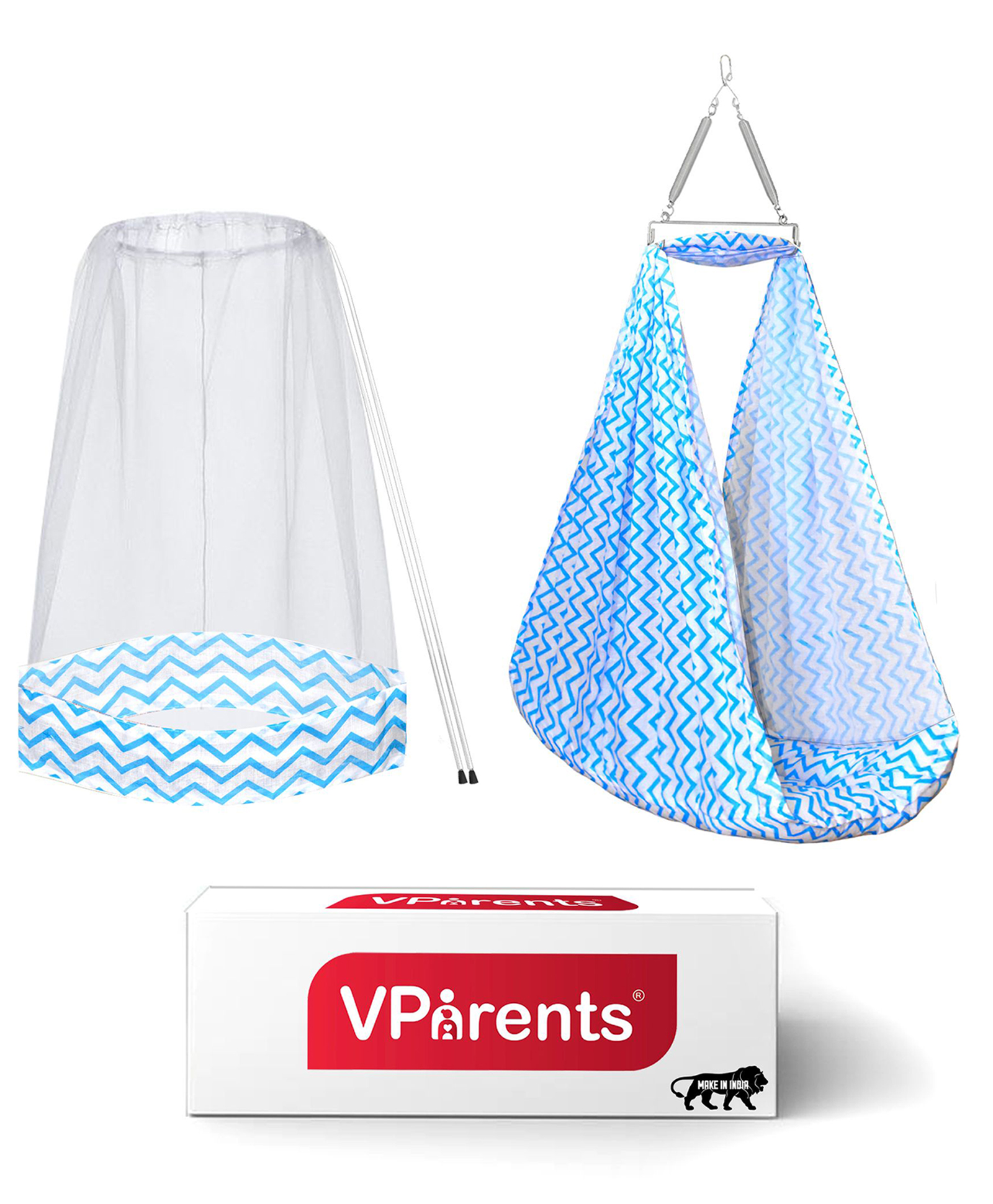 VParents Cherub Baby Swing Cradle with Mosquito Net and Spring - Blue-picture-12