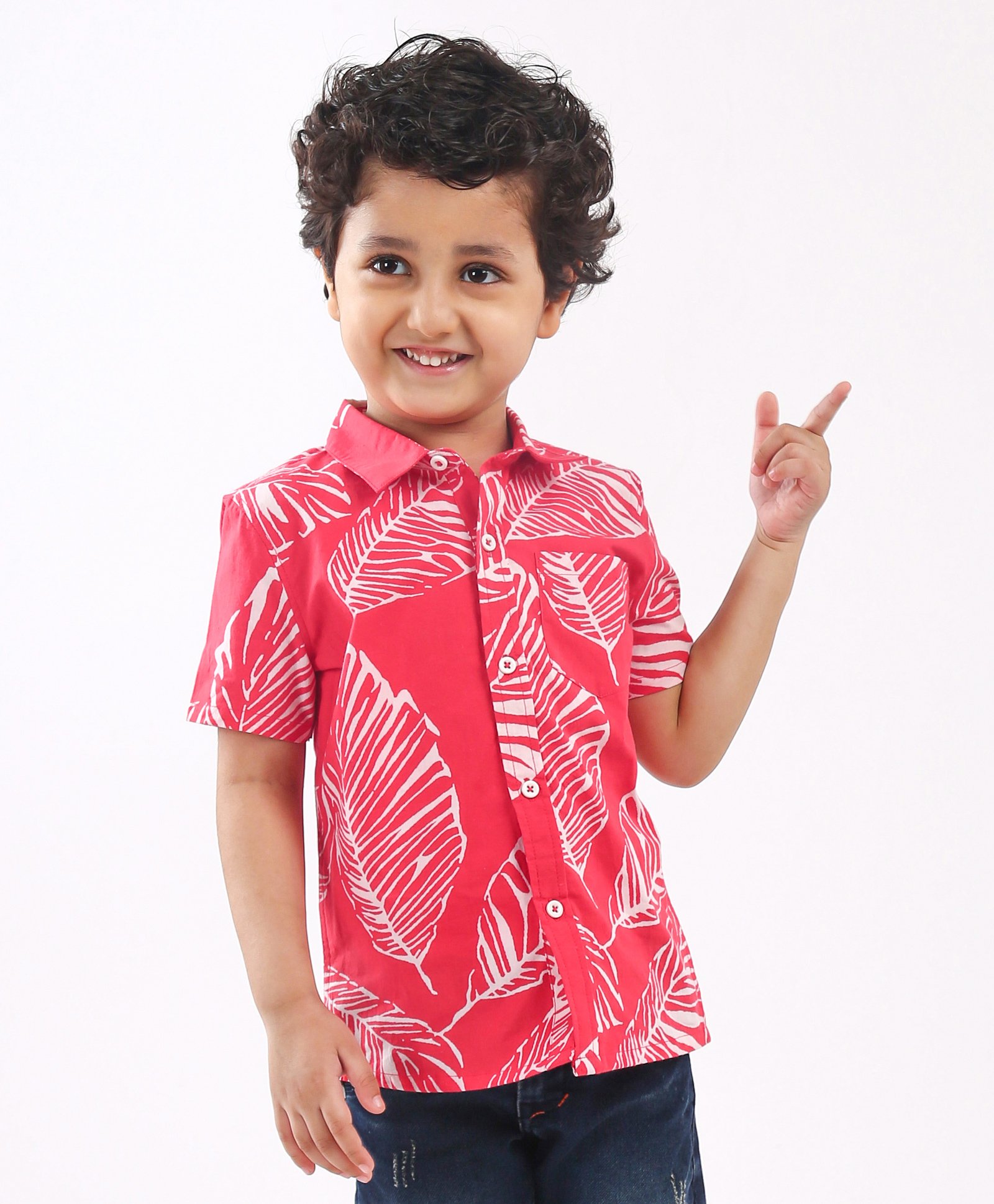 Kookie Kids Half Sleeves Printed Shirt - Red-image-38