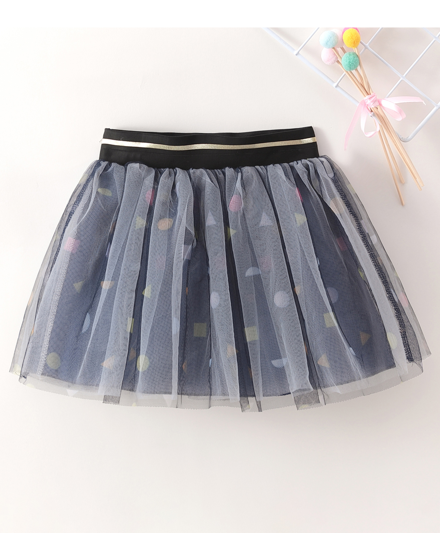 Kookie Kids Knee Length Printed Pleated Skirt - Navy-image-17