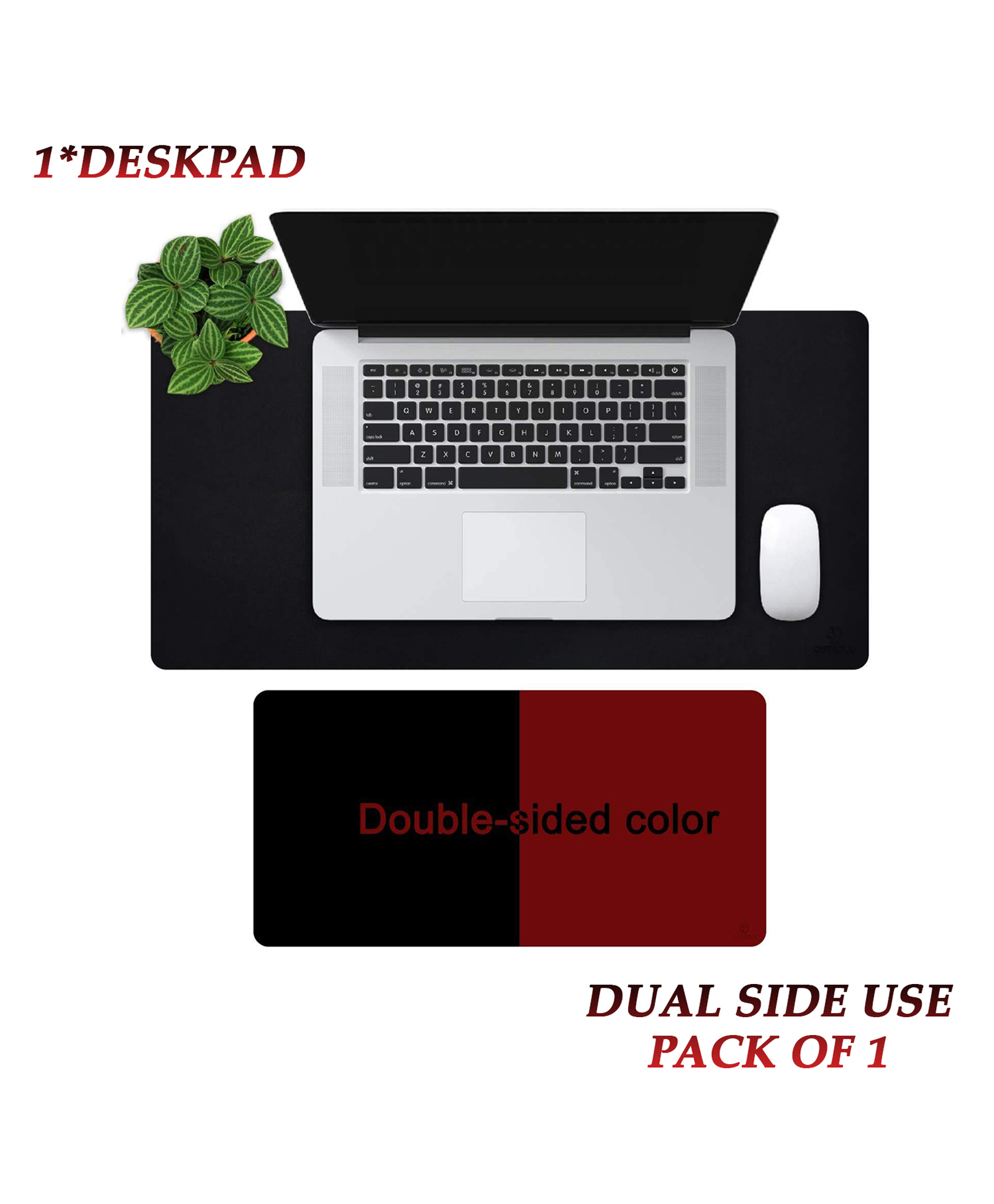 Syga Waterproof PU Desk Protector Mat - Black Red-image-42