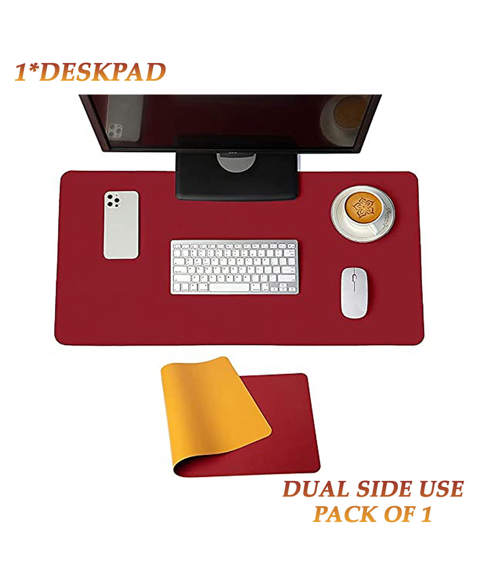 Syga Waterproof PU Desk Protector Mat - Red Yellow-image-28