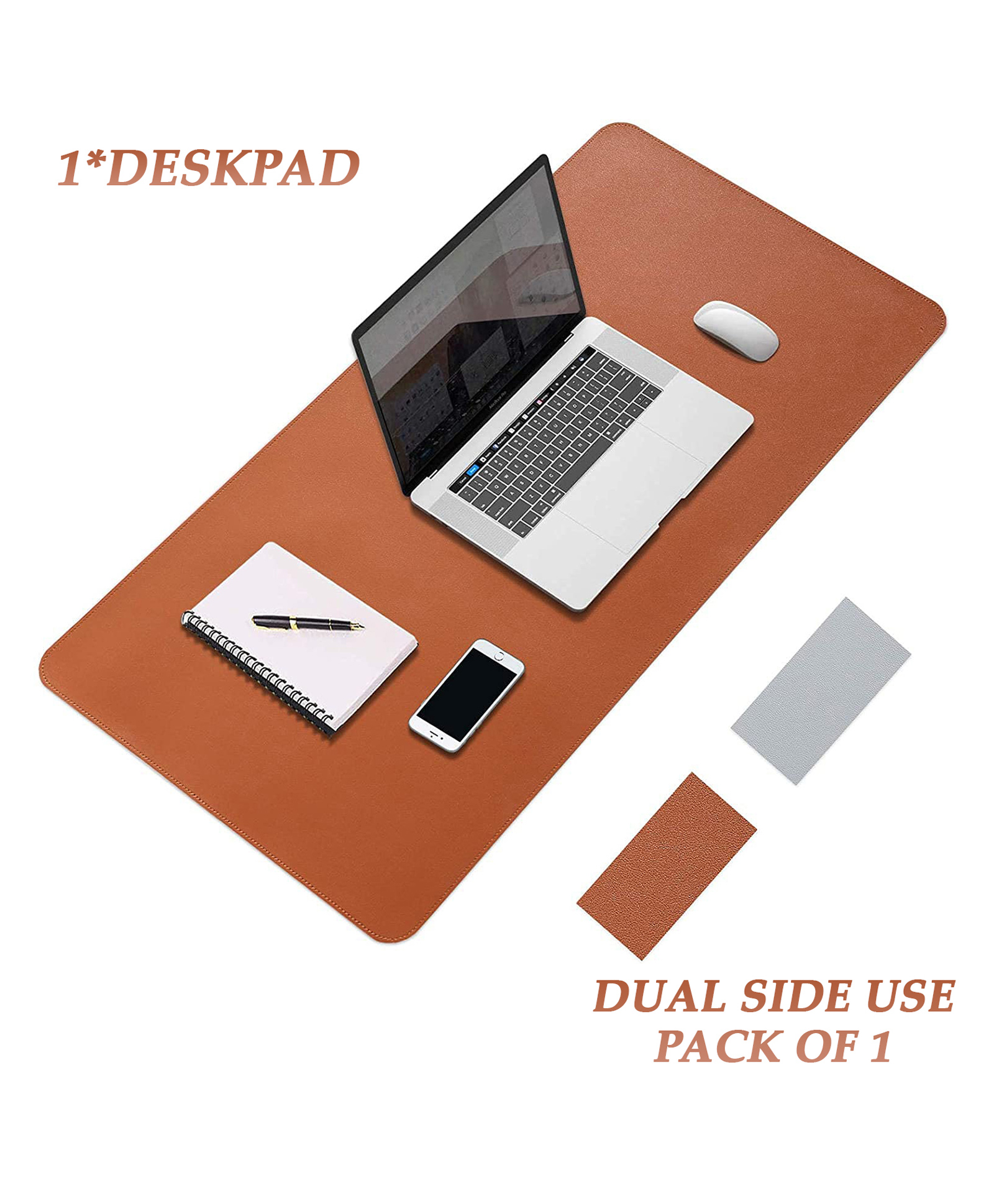 Syga Waterproof PU Desk Protector Mat - Brown Silver-image-26