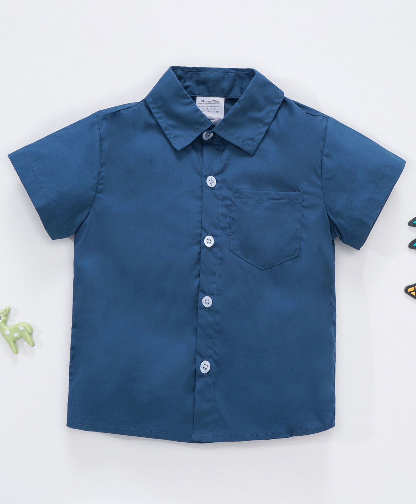 Kookie Kids Half Sleeves Cotton Mix Shirt - Blue-image-17