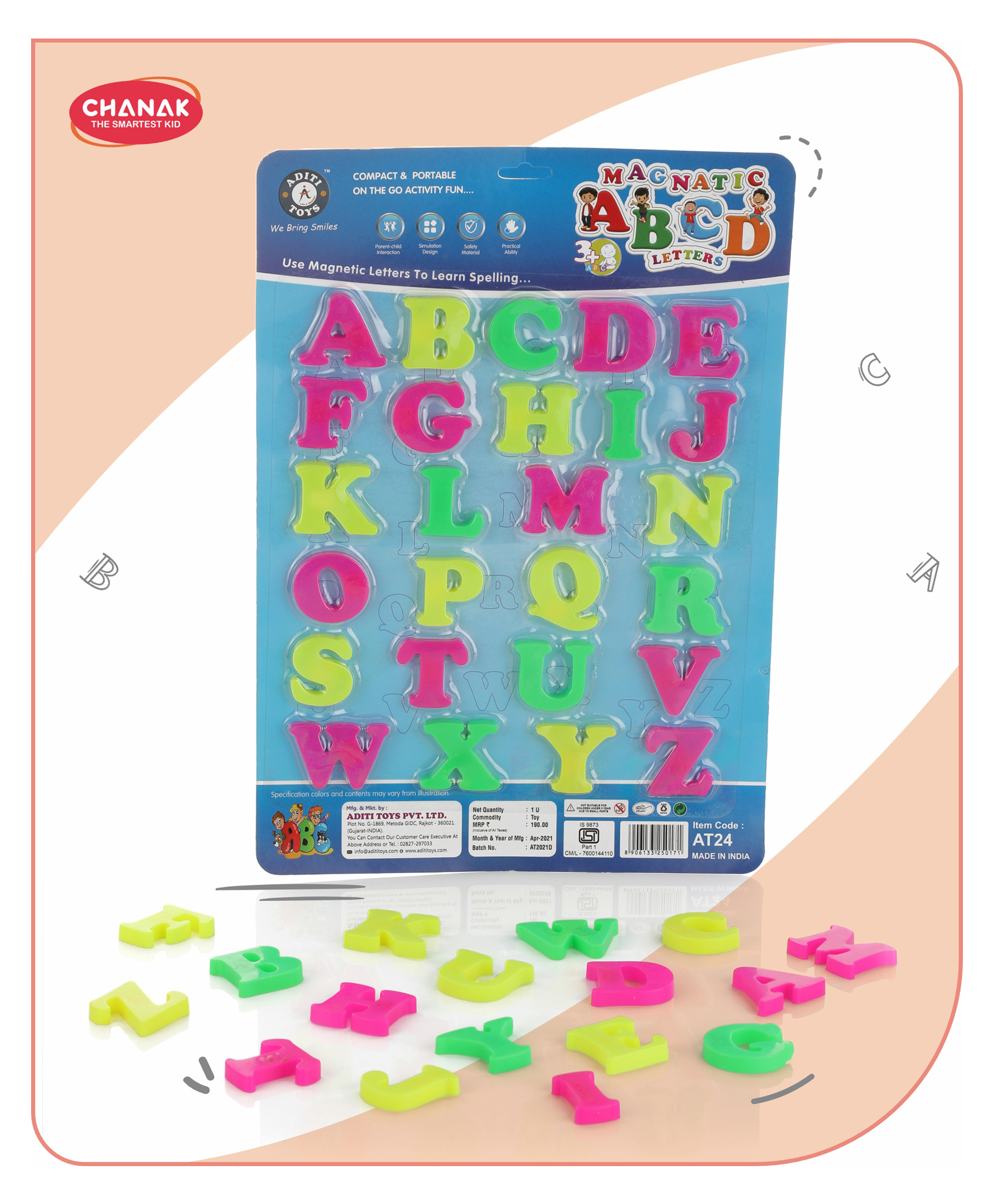 Aditi Toys Magnetic Alphabets Pack of 26 - Multicolor-picture-14