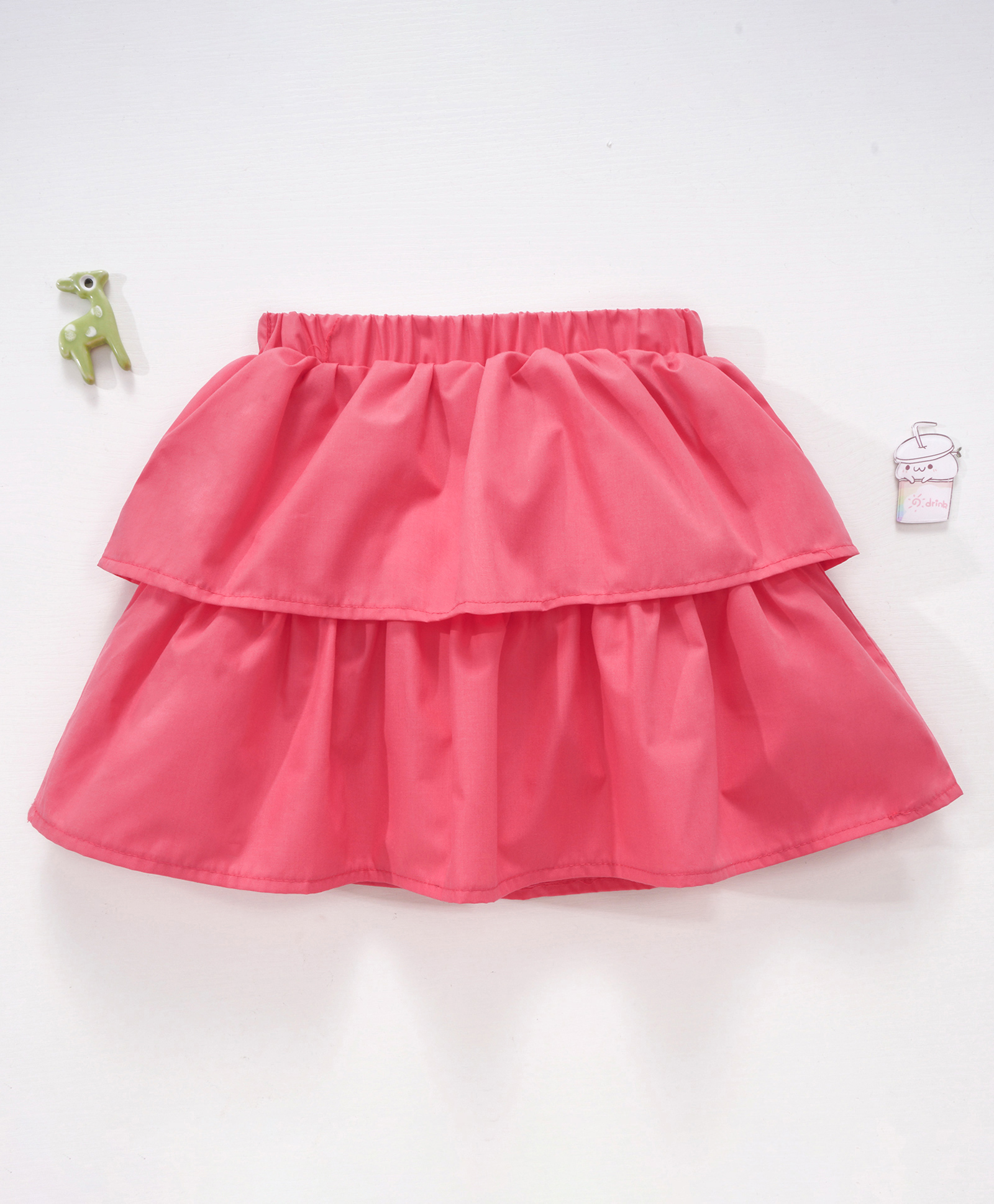 Kookie Kids Knee Length Layered Skirt - Red-image-25