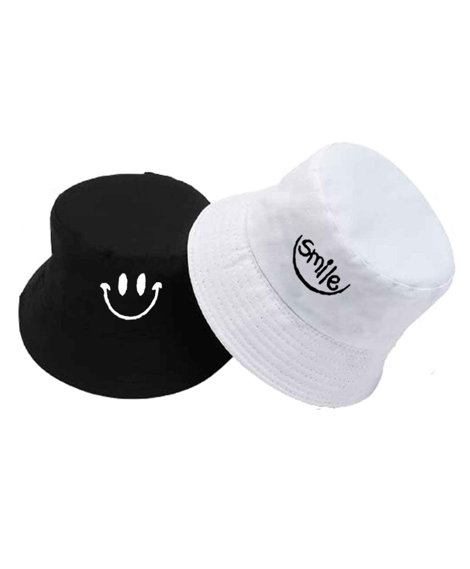 SYGA Reversible Bucket Hat Solid With Smiley Embroidered White Black - Diameter 27 cm-image-11