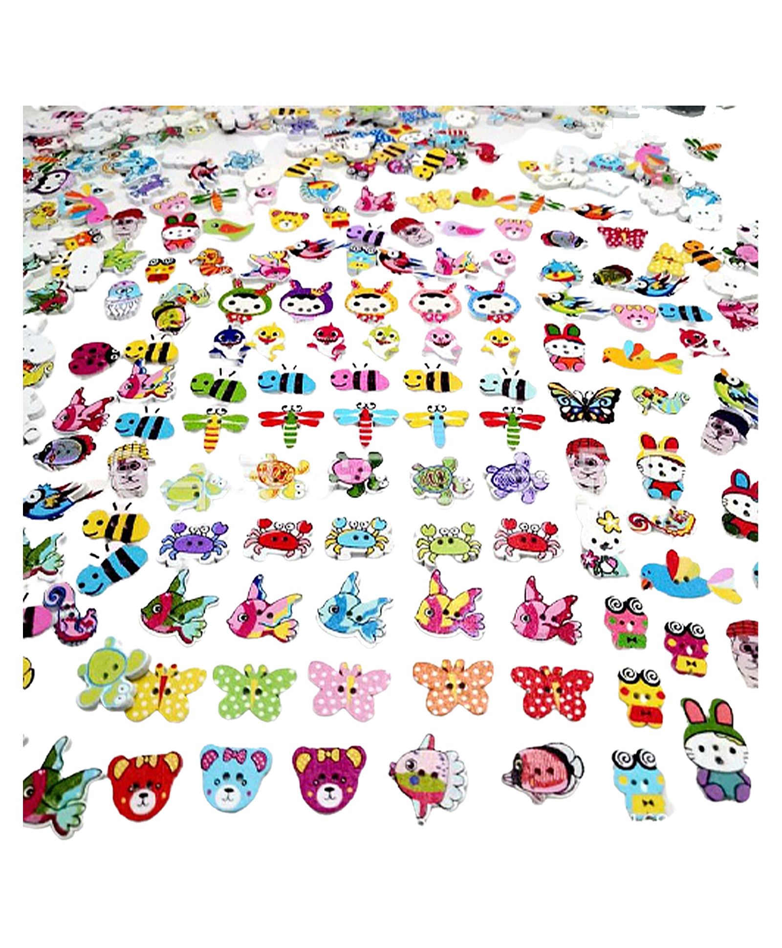 Syga Wooden Buttons 50 Pieces - Multicolour-picture-17