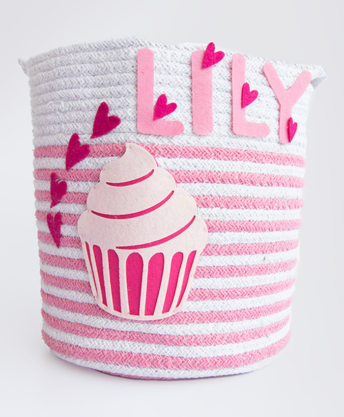 Yellow Doodle Magical Cupcake Organic Cotton Rope Basket Medium Size - Pink-picture-24
