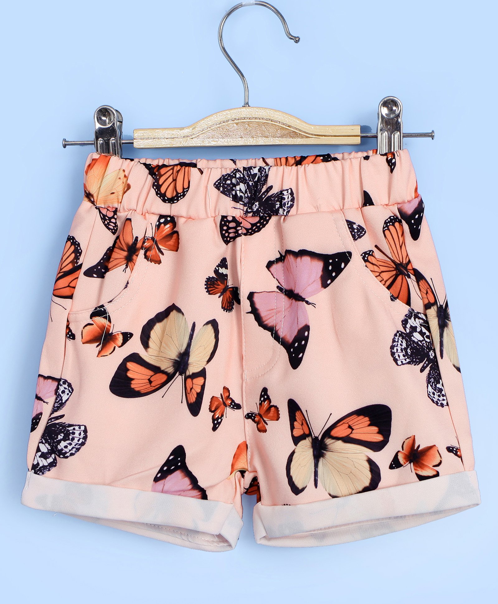 Kookie Kids Knee Length Shorts Butterfly Print - Pink-picture-14
