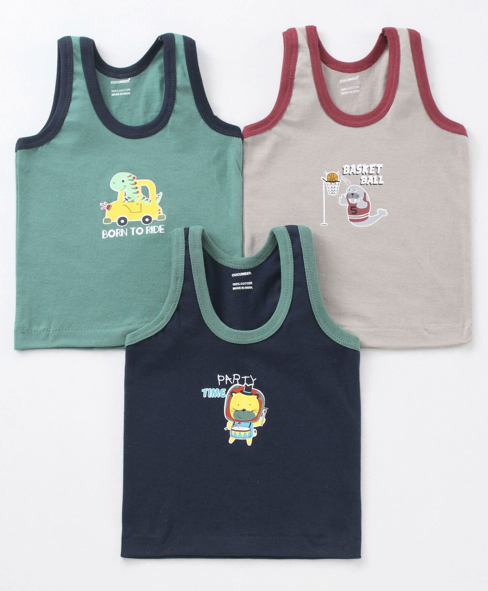 Cucumber Sleeveless Printed Vest Pack of 3 (Color & Print May Vary)-image-11