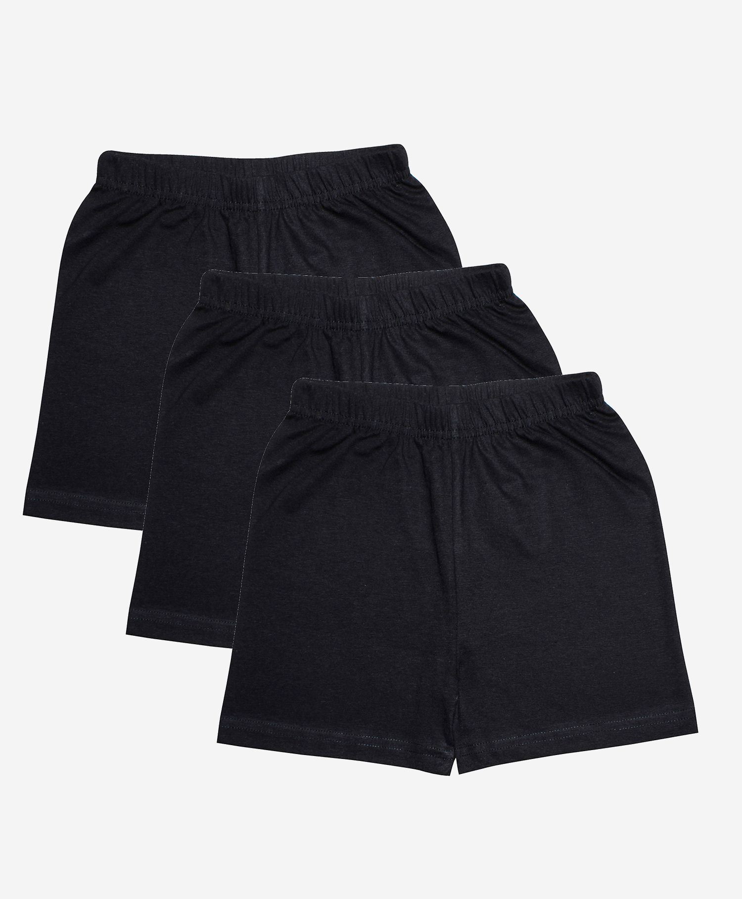 Kiddopanti Pack Of 3 Mid Thigh Length Solid Cycling Shorts - Black-picture-31