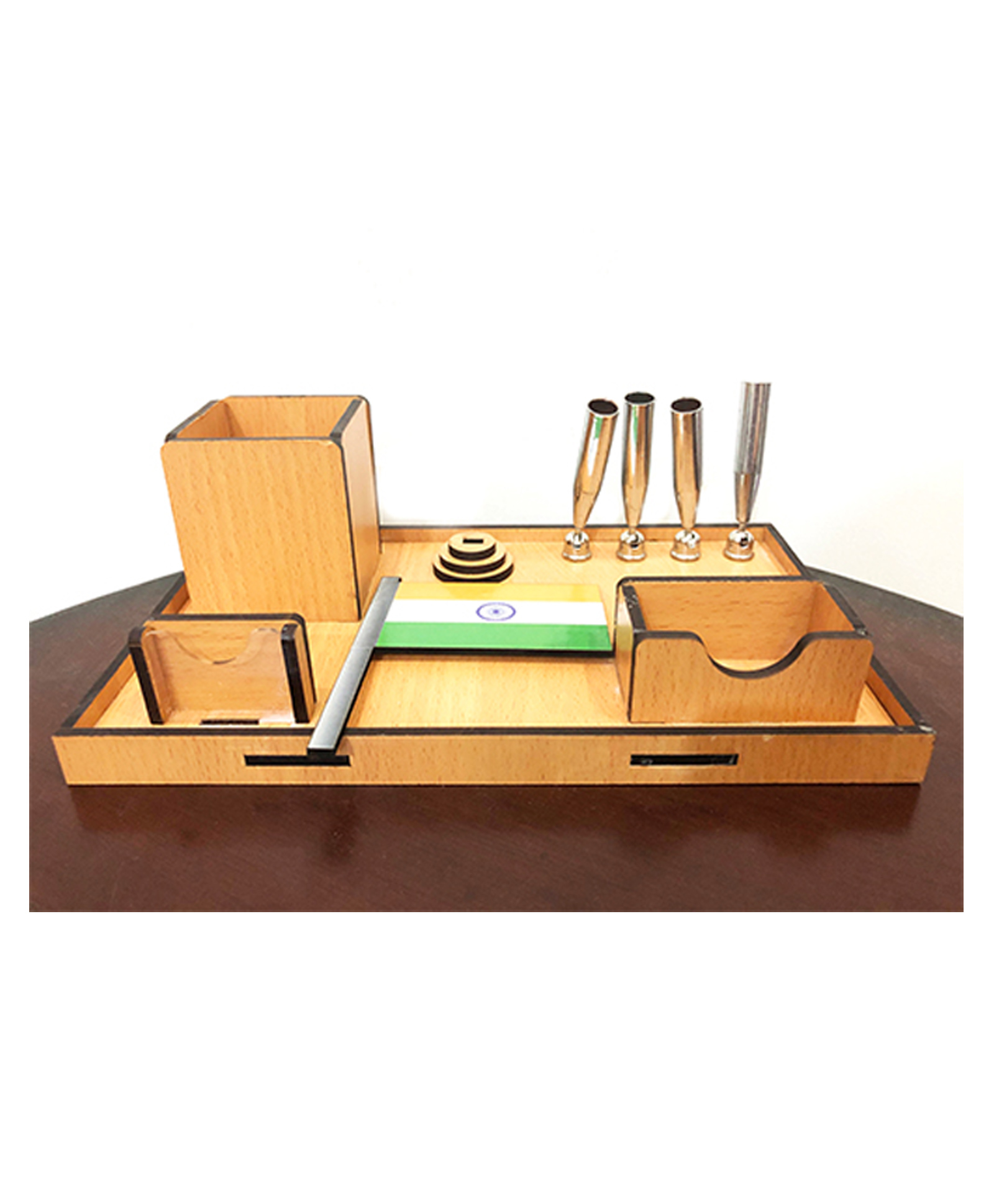 Wissen Wooden Desk Organiser Model 2 Brown - 10 inches-image-6