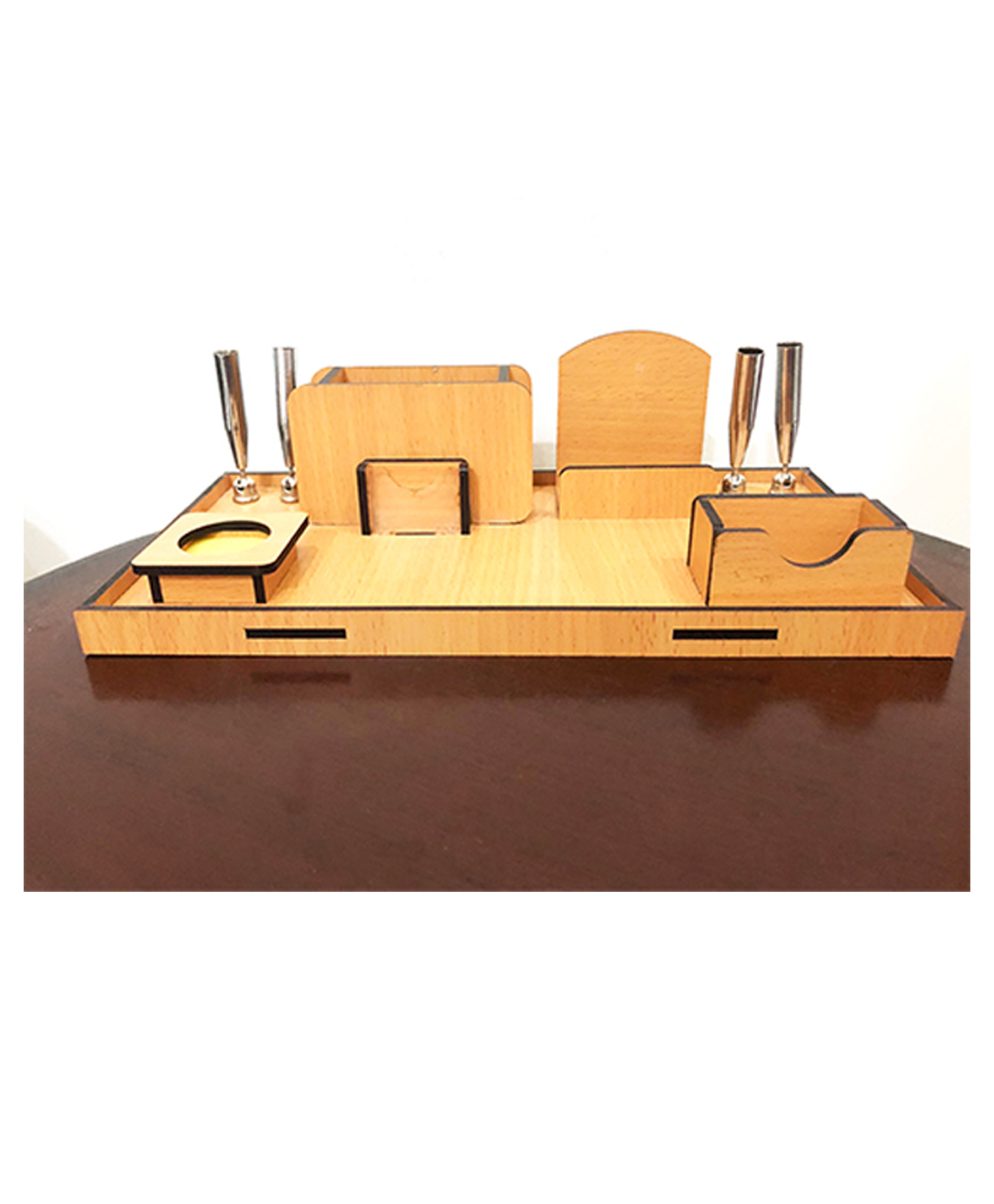Wooden Desk Organiser 4 holder pen stand Model 3 - (color may vary)-image-2