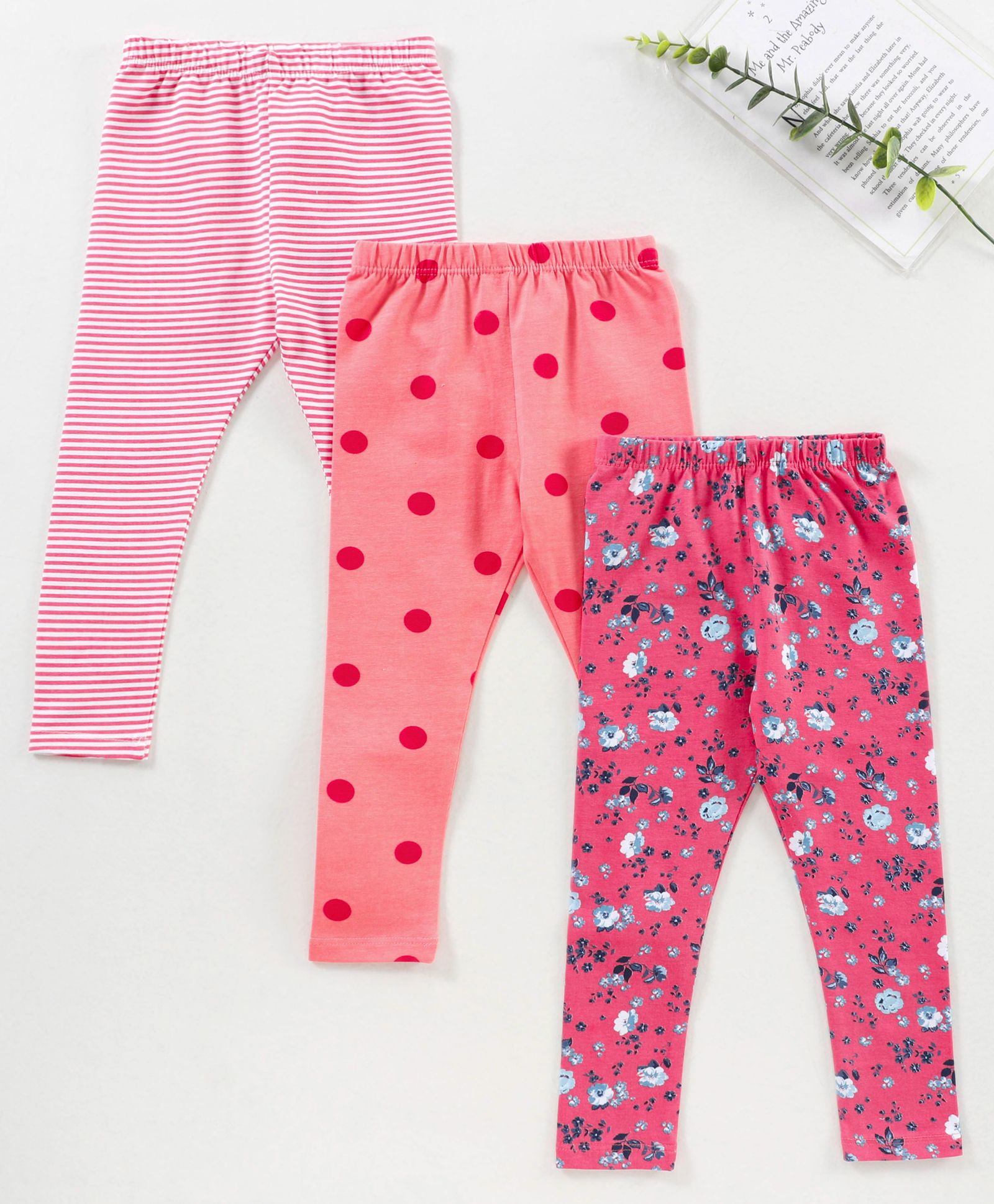 Babyhug Full Length Knit Lycra with Stretch Leggings Printed Pack of 3 - Multicolour-picture-17