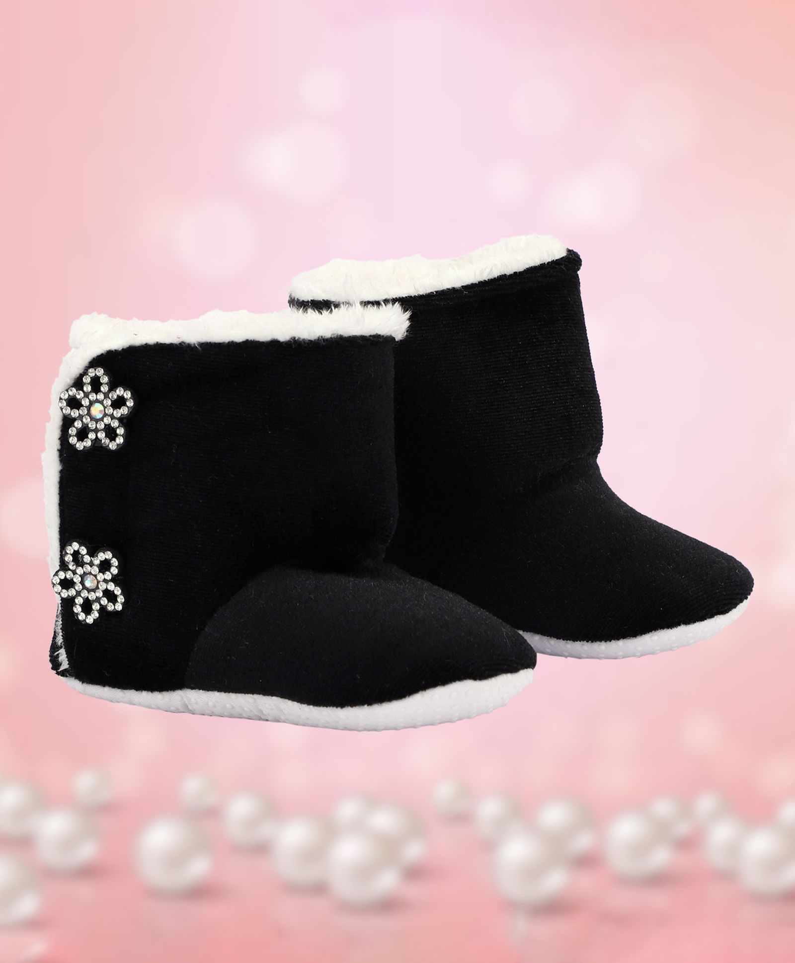 Coco Candy Floral Embellished Booties - Black-picture-17