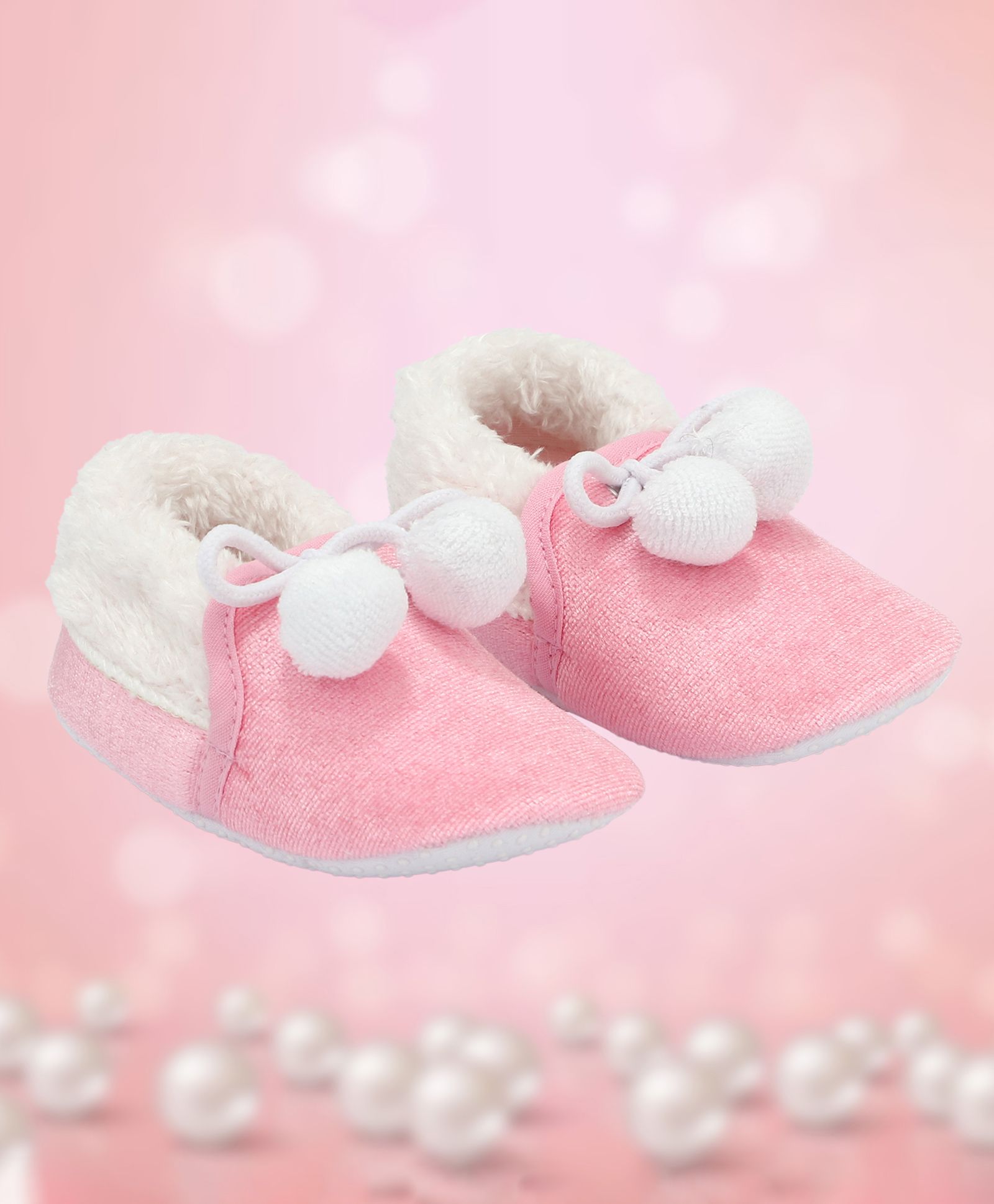 Coco Candy Fur & Pom Pom Booties - Pink-picture-32