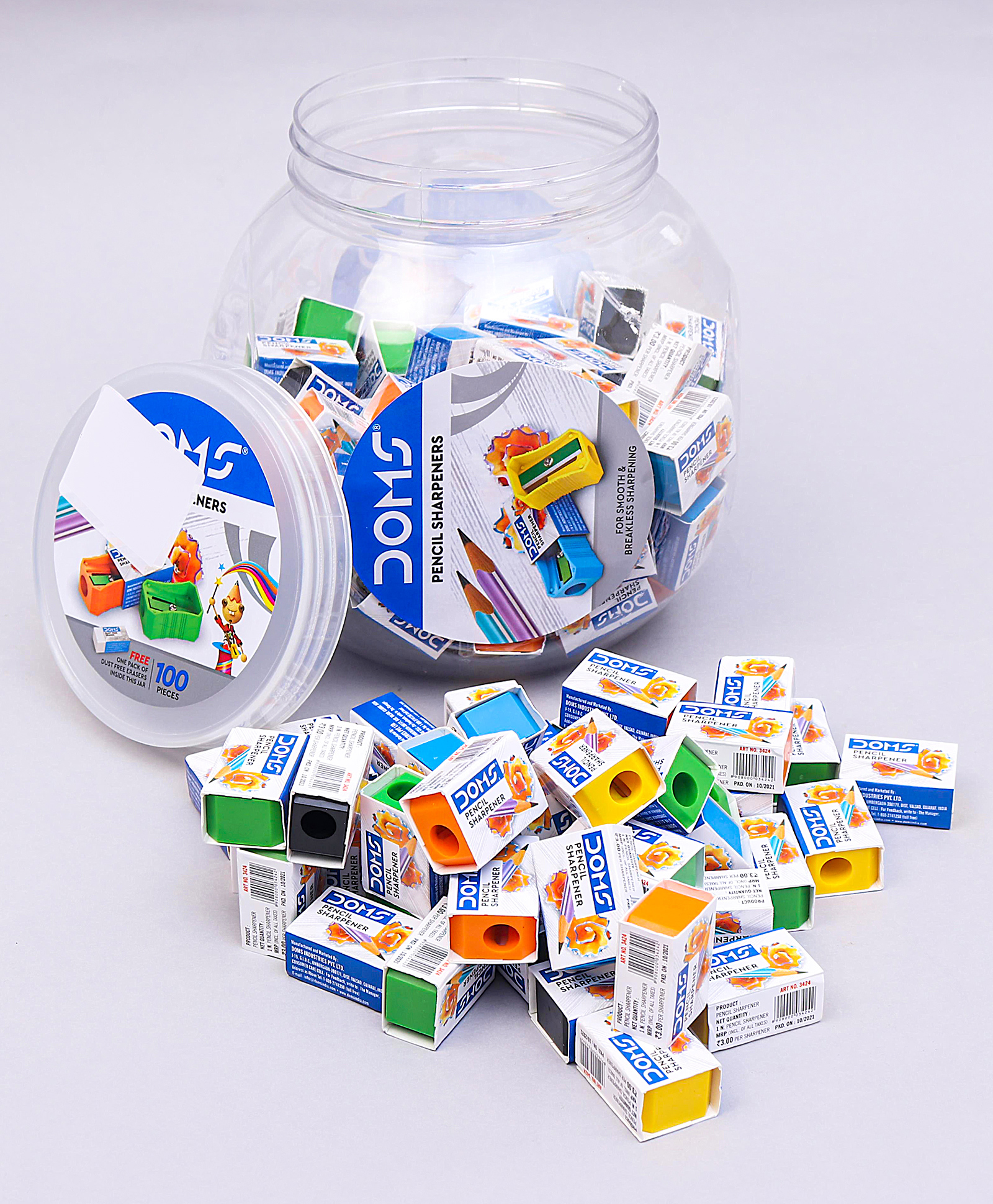 Doms Pencil Sharpeners in Jar 100 Pieces - Multicolor-image-45