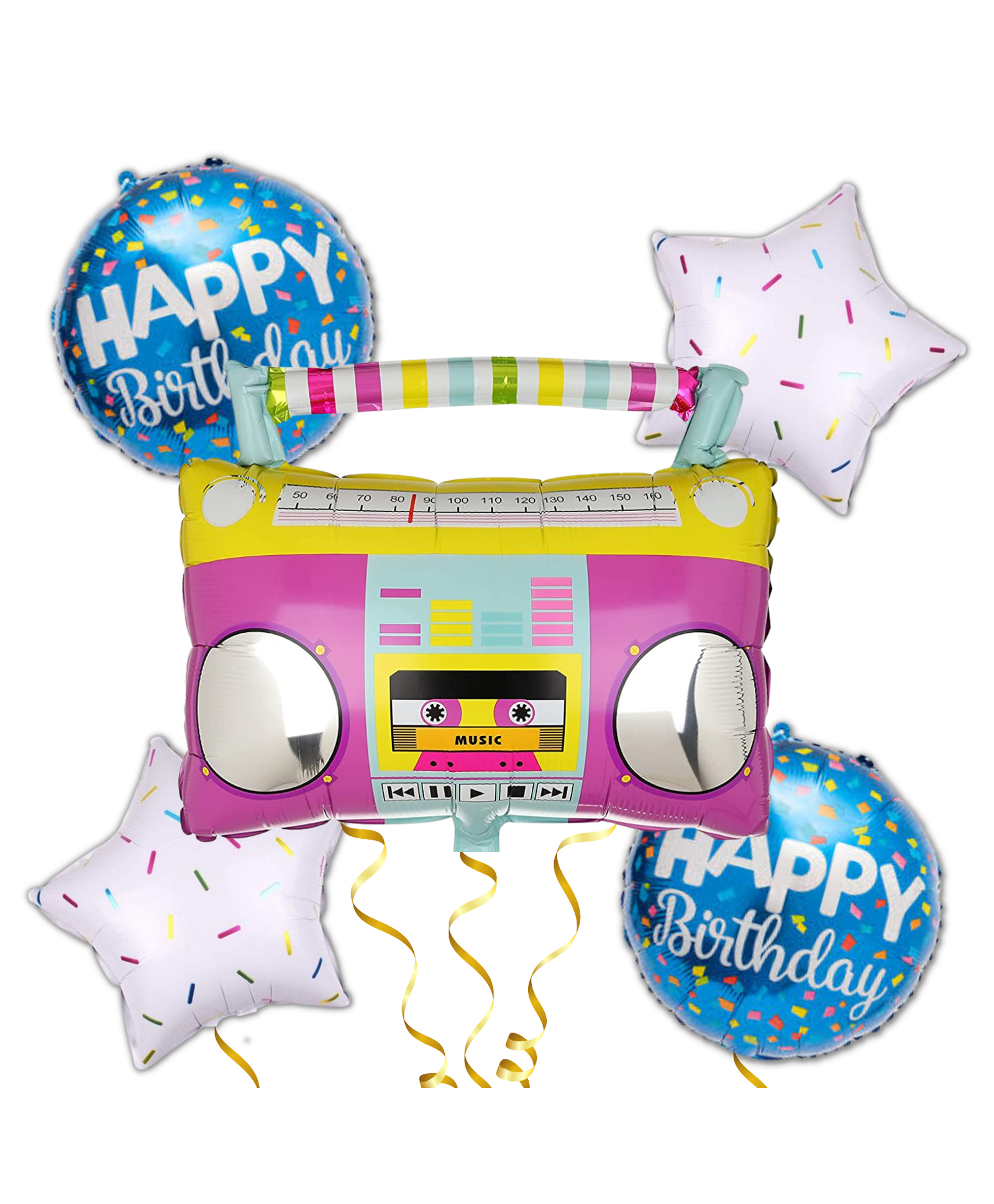 Retro Music Boombox Birthday Balloon Bouquet - Pack of 5-image-23