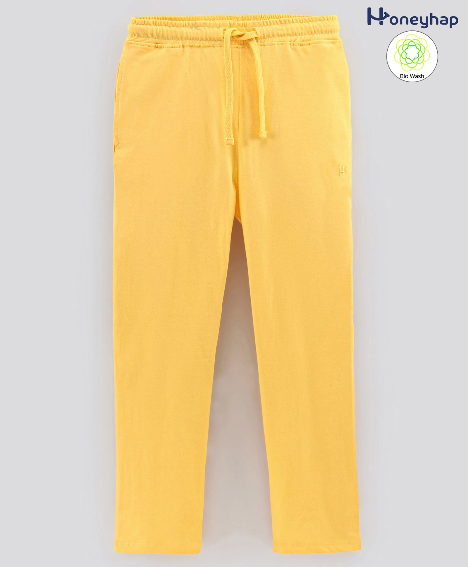 Honeyhap Premium 100% Cotton Bio Wash Ankle Length Solid Color Lounge Pant - Yellow-picture-0