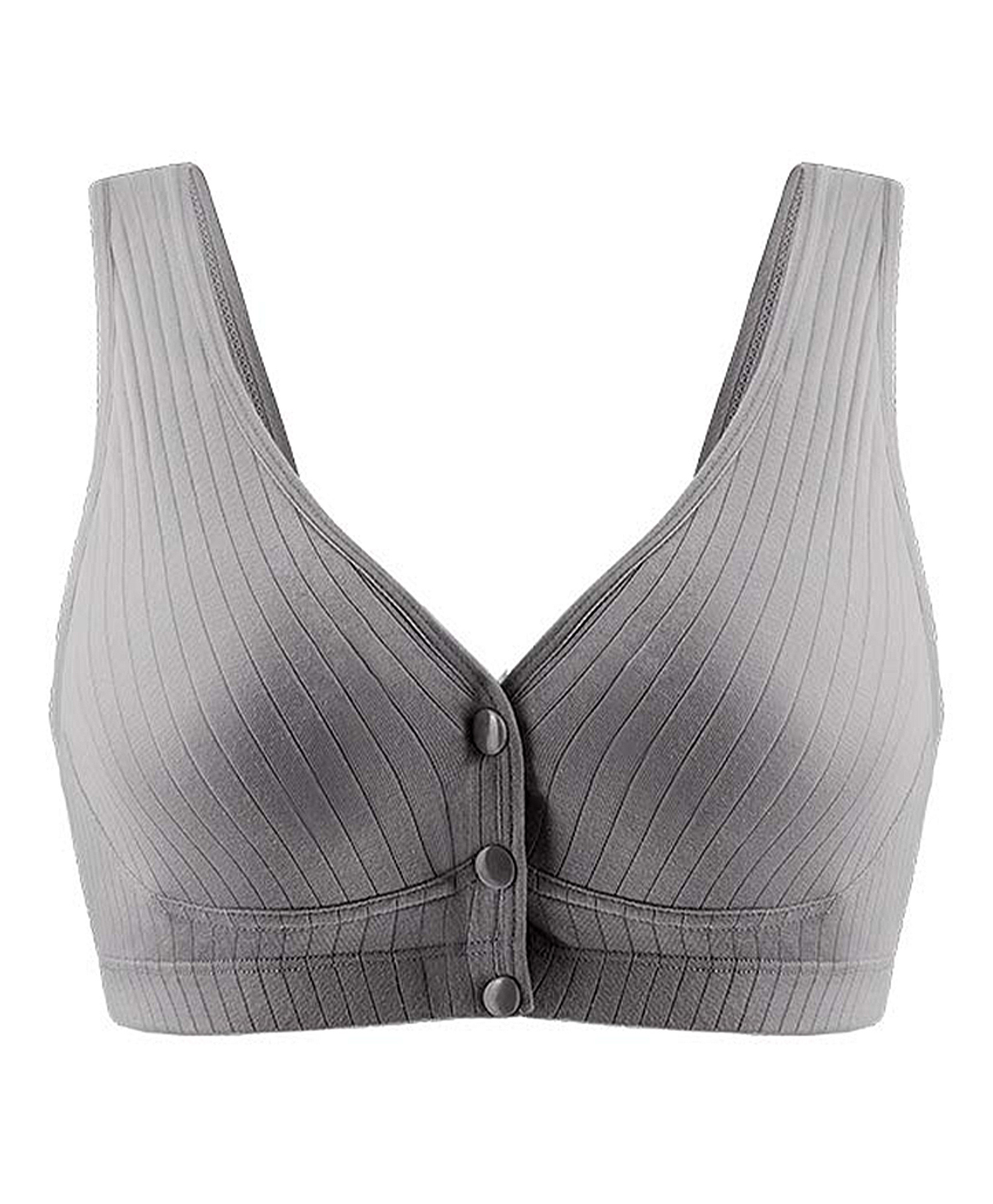 MOMISY Wirefree Cotton Front Button Closure Maternity Nursing Bra - Grey-picture-13