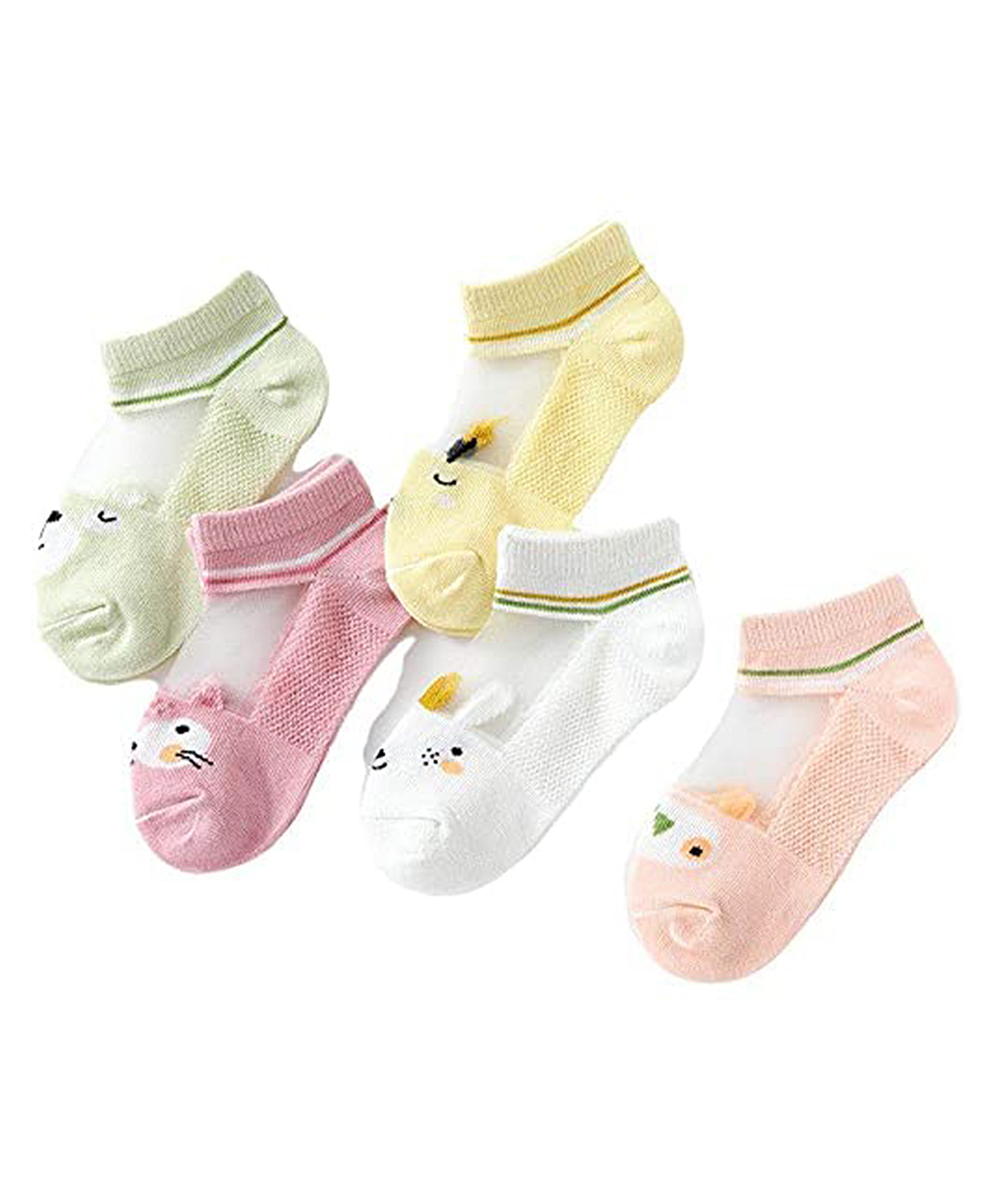 MOMISY Cotton No Slip Thin Mesh Trainer Socks Pack of 5 Pairs - Multicolor-image-39