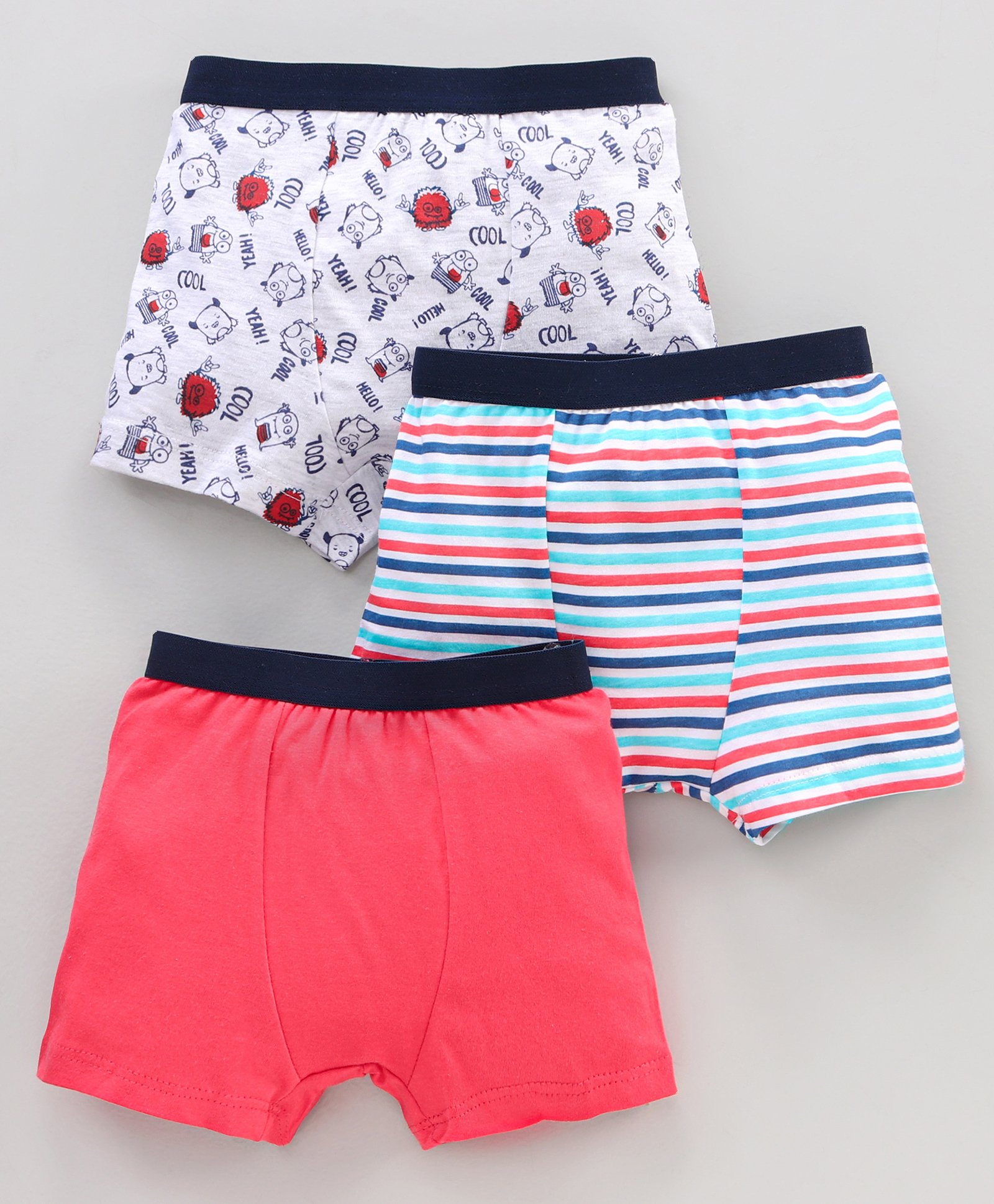 Babyhug 100% Cotton Briefs Set Printed Pack of 3 - Red White-image-2