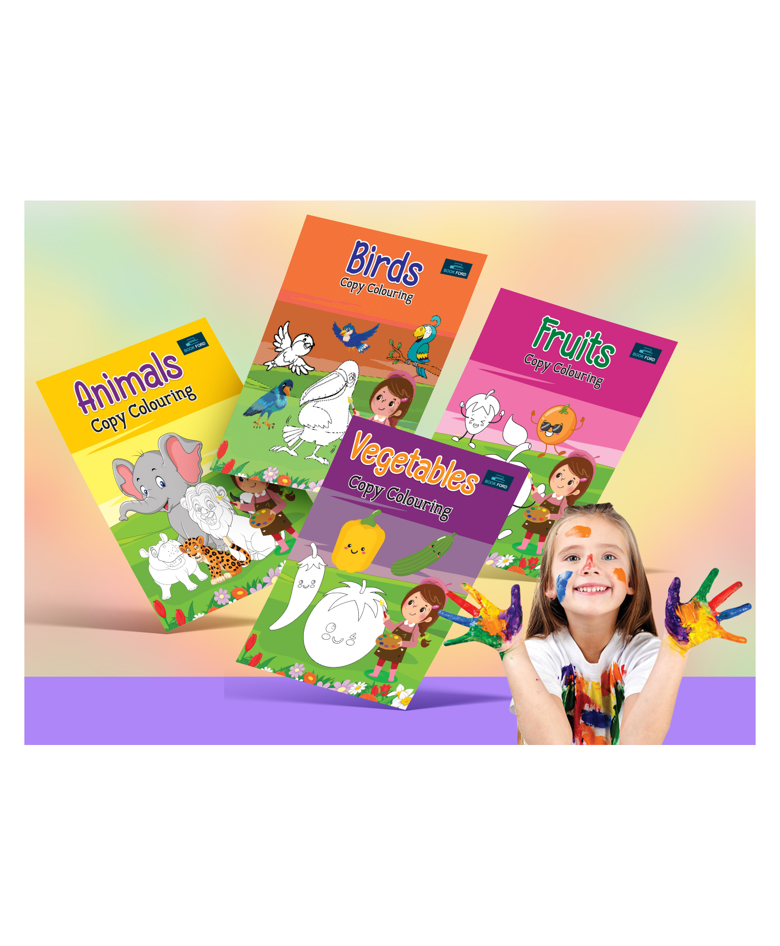 Animals Birds Vegetables Fruits Copy And Colouring Book Pack Of 4 - English-image-32