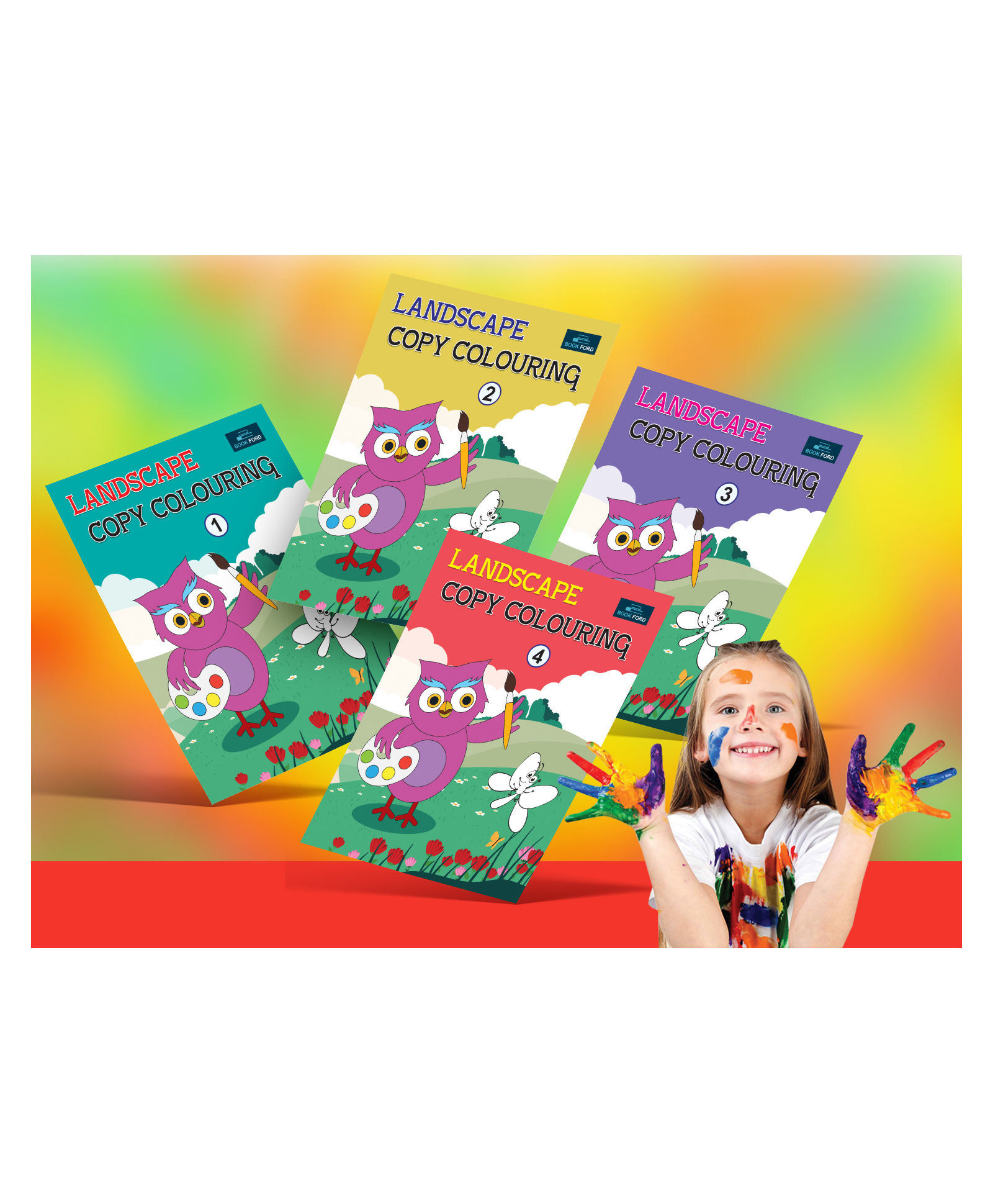Landscape Copy And Colouring Book Pack Of 4 - English-image-37