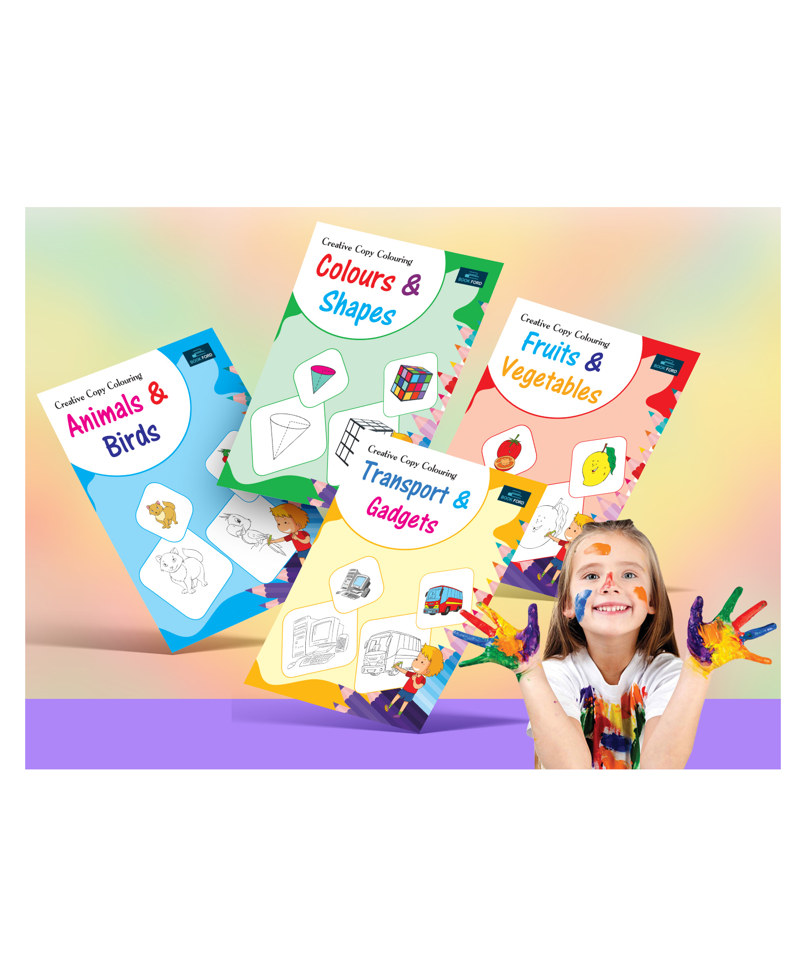Creative Colouring Book Pack Of 4 - English-image-41