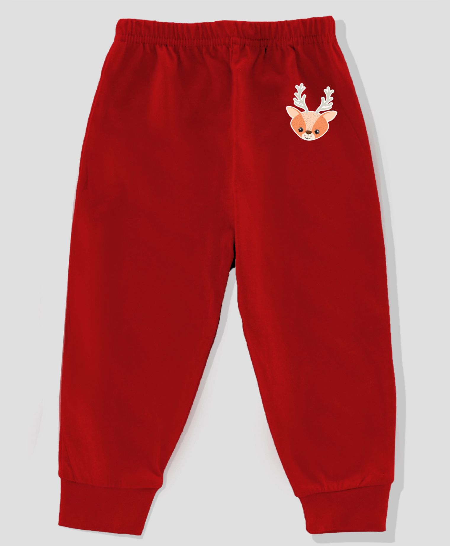KAVEE Full Length Reindeer Print Cotton Lounge Pants - Red-image-6