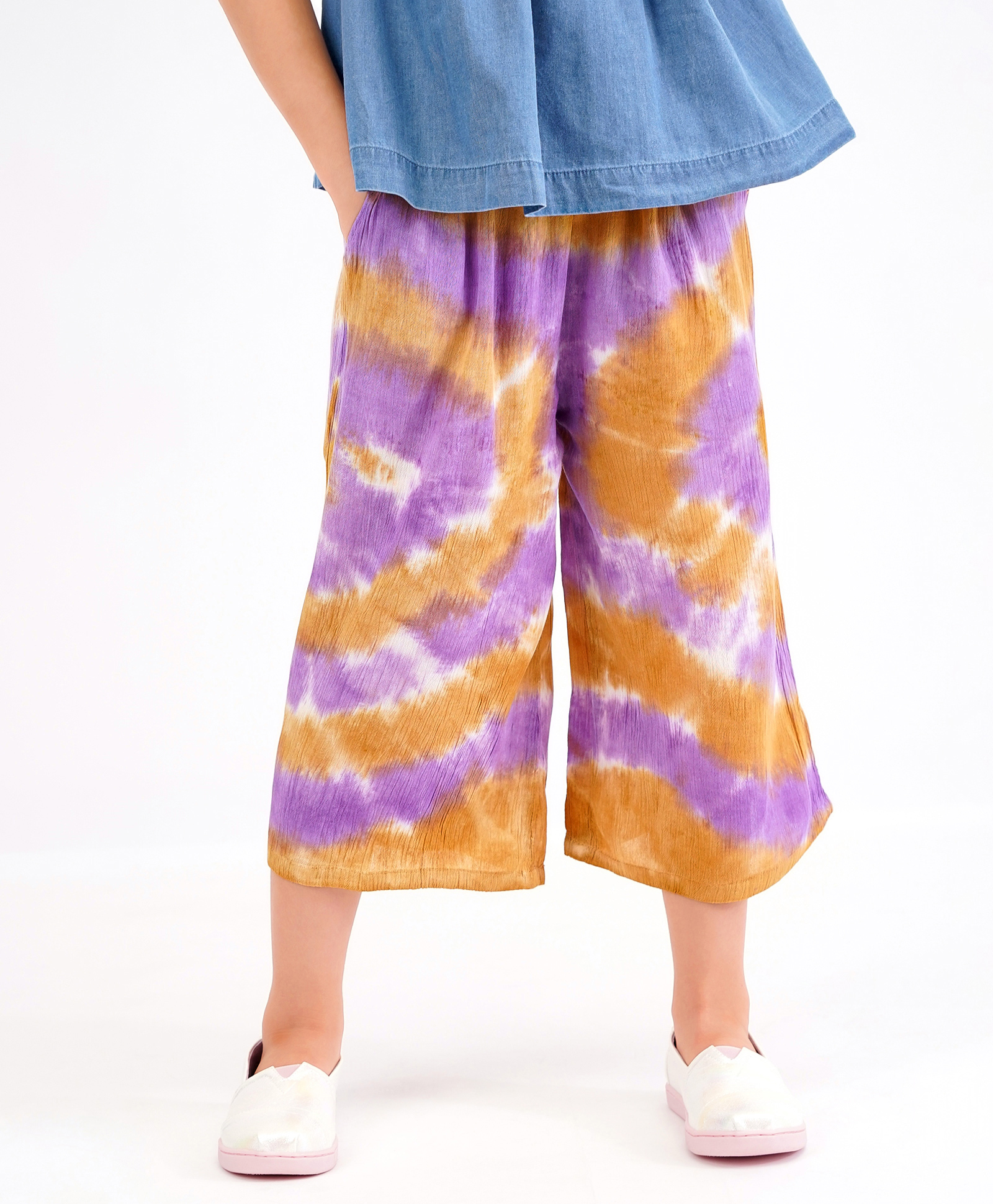 Primo Gino Culotte Length Pants Tie Dye Print - Multicolor-picture-22