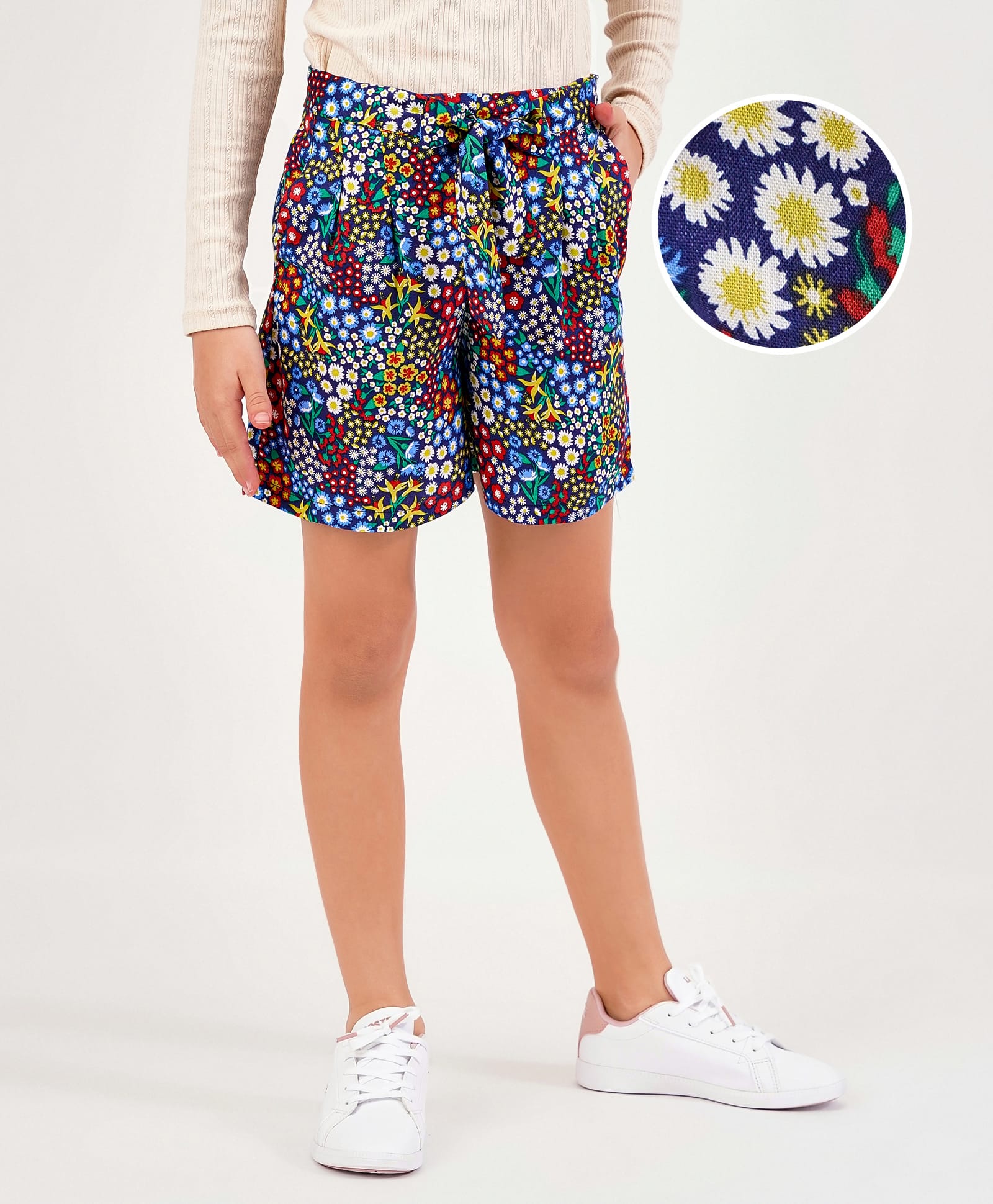Primo Gino Knee Length Shorts Flower Print - Multicolor-picture-35
