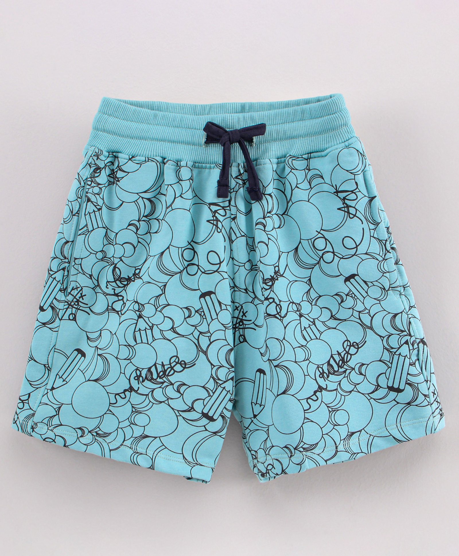 Doreme Knee Length Cotton Shorts Abstract Print - Blue-picture-23