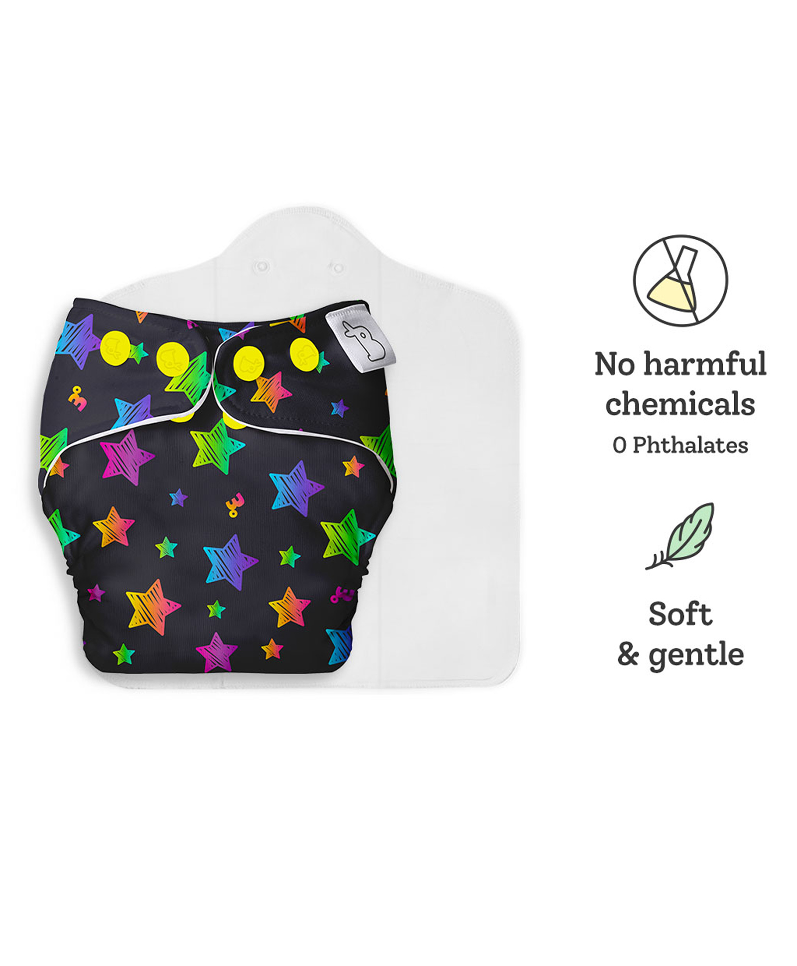 SuperBottoms UNO Cloth diaper Rainbow Twinkle- Black-picture-14