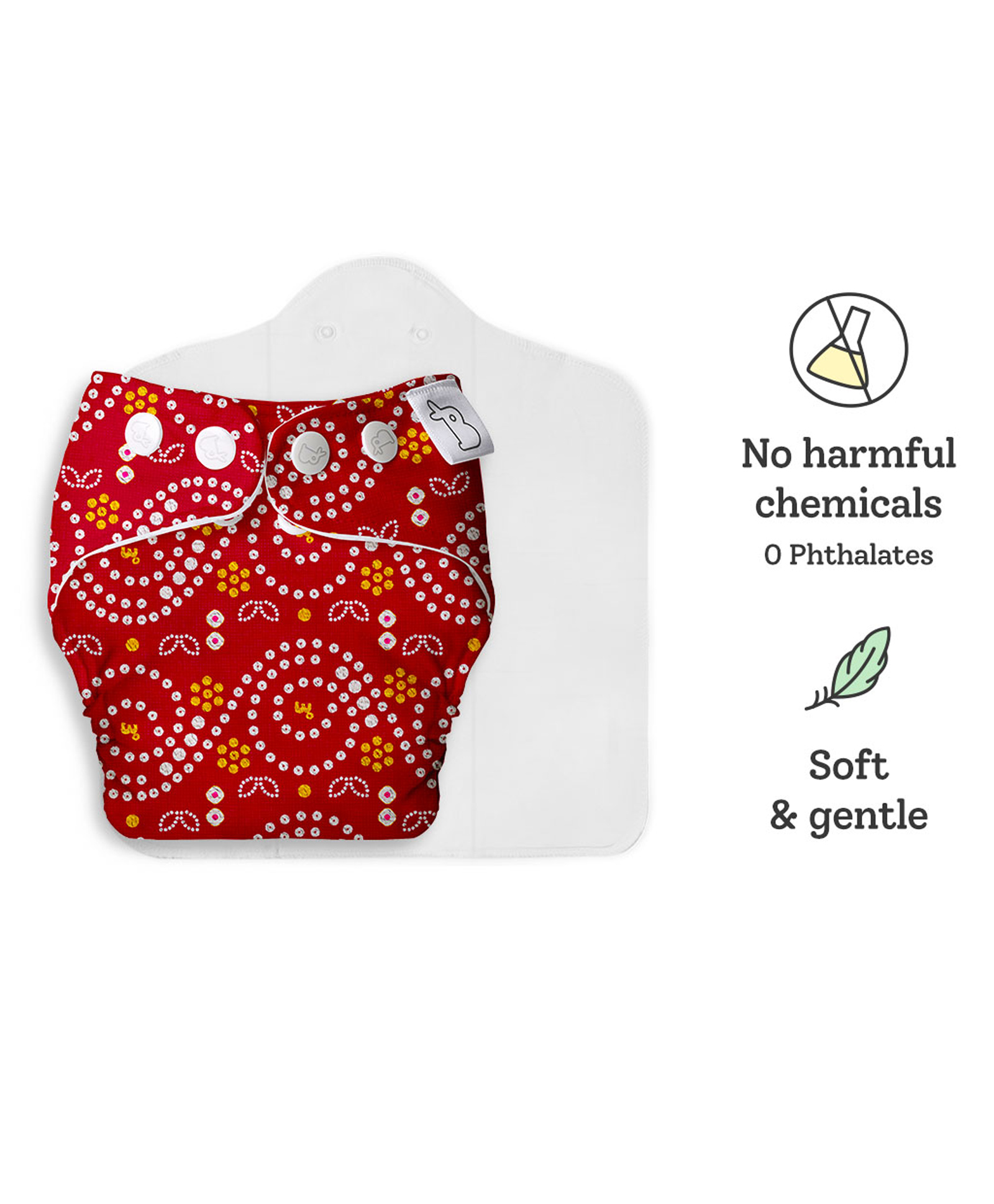 SuperBottoms UNO Cloth Diaper Bandhani- Red-picture-30