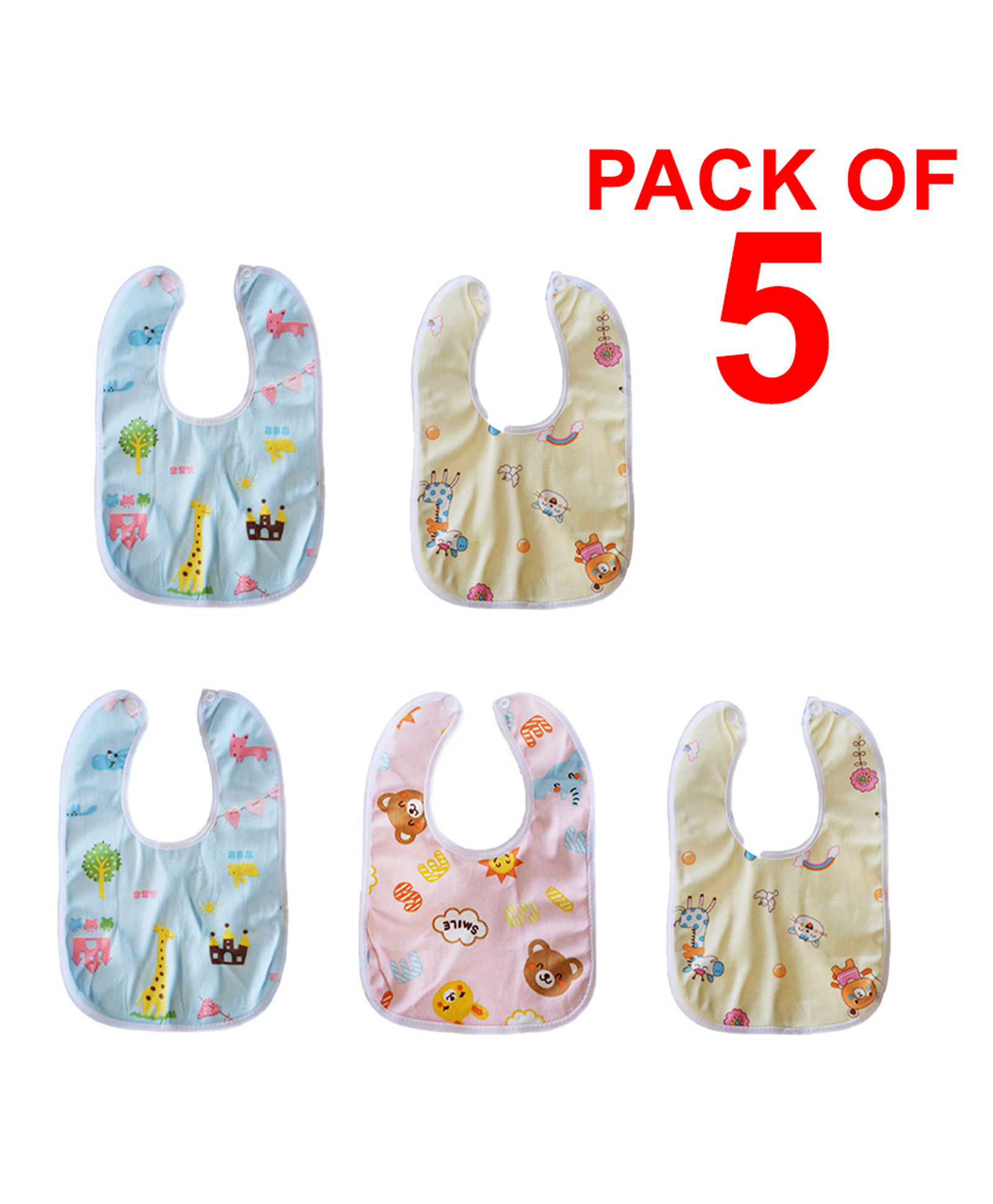 SYGA 5 Pieces Bandana Style Dribble Bibs Soft & Absorbent With Adjustable Snaps (Color and Print May Vary)-image-27