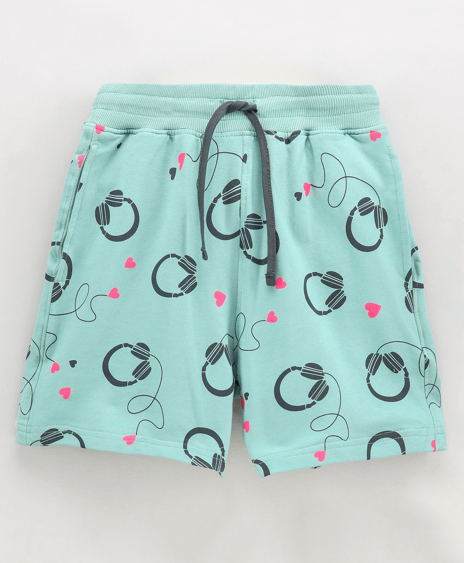Doreme Knee Length Shorts Headphone Print - Green-picture-21
