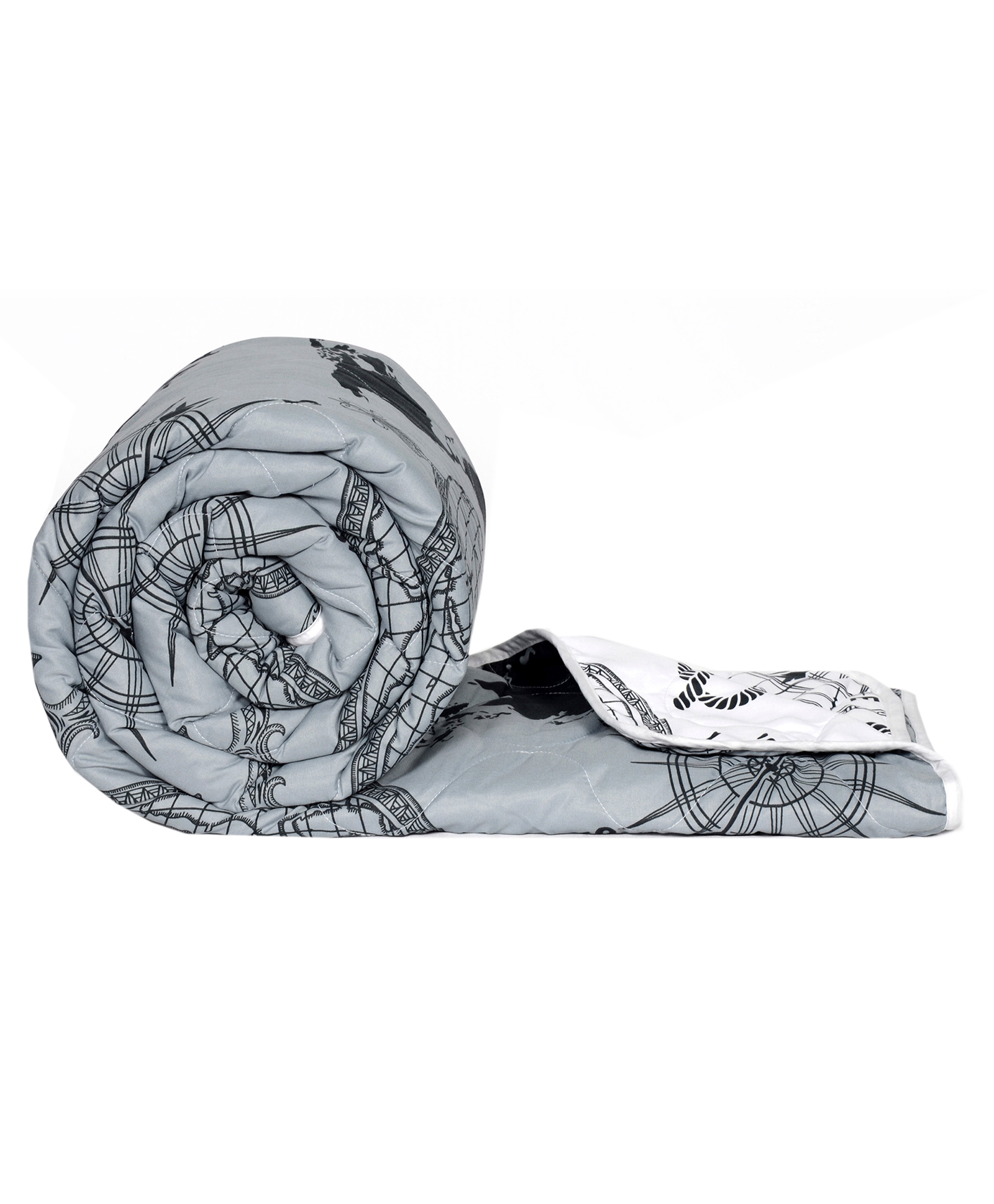 Divine Casa Ultra Soft Reversible Single Bed Comforter Abstract Print - Grey Black-image-40