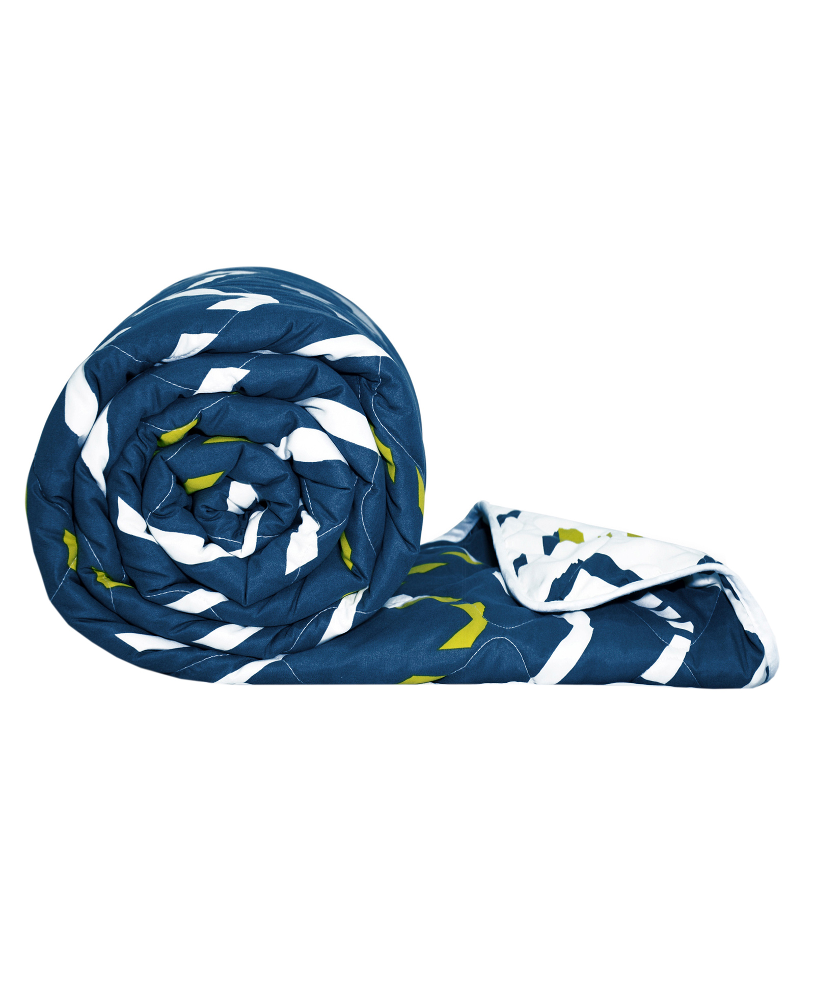 Divine Casa Ultra Soft Microfiber Polyester Reversible Double Bed Comforter Chevron Print - Blue White-picture-19
