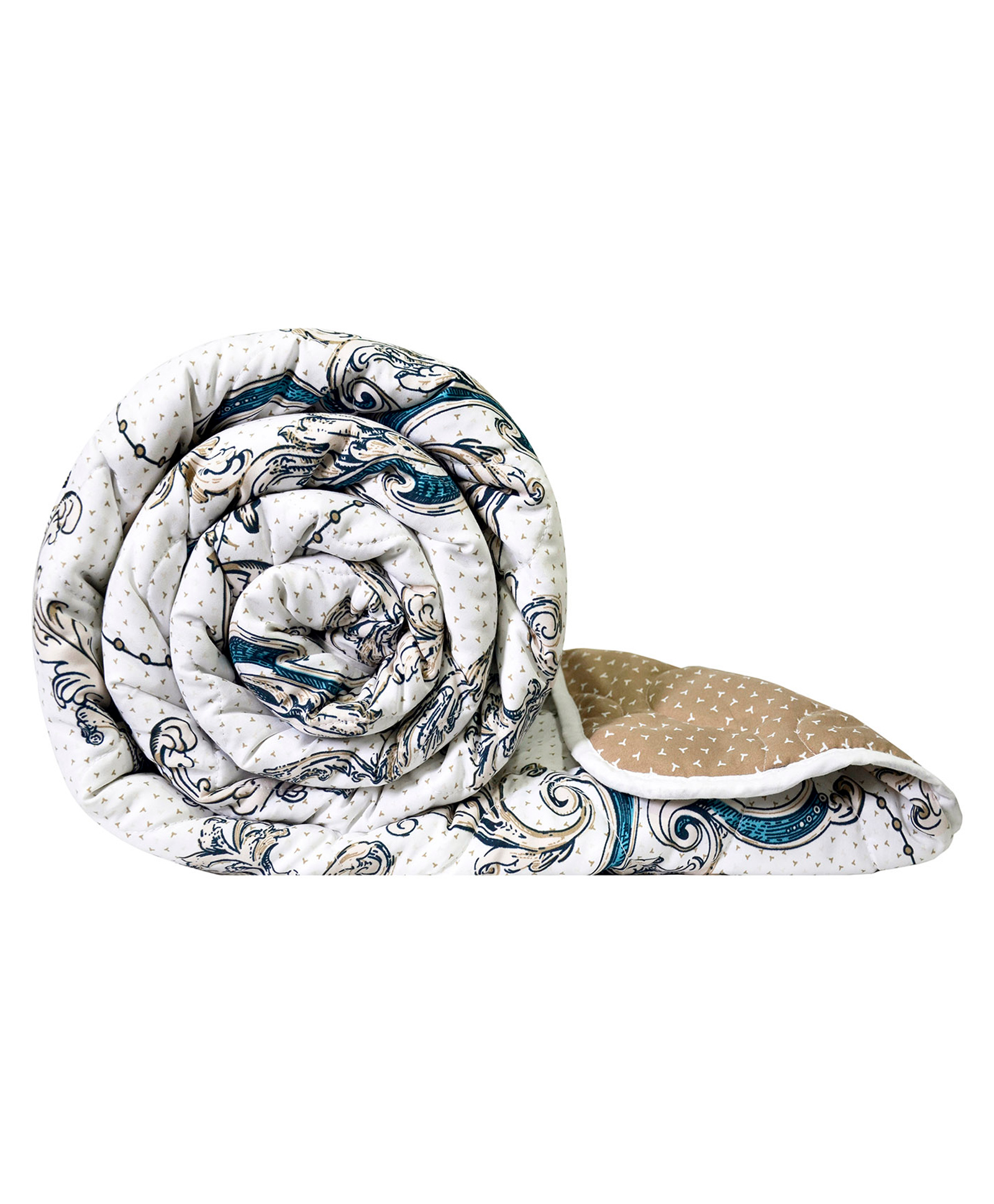 Divine Casa Ultra Soft Microfiber Polyester Reversible Double Bed Comforter Abstract Print - Beige White-picture-11