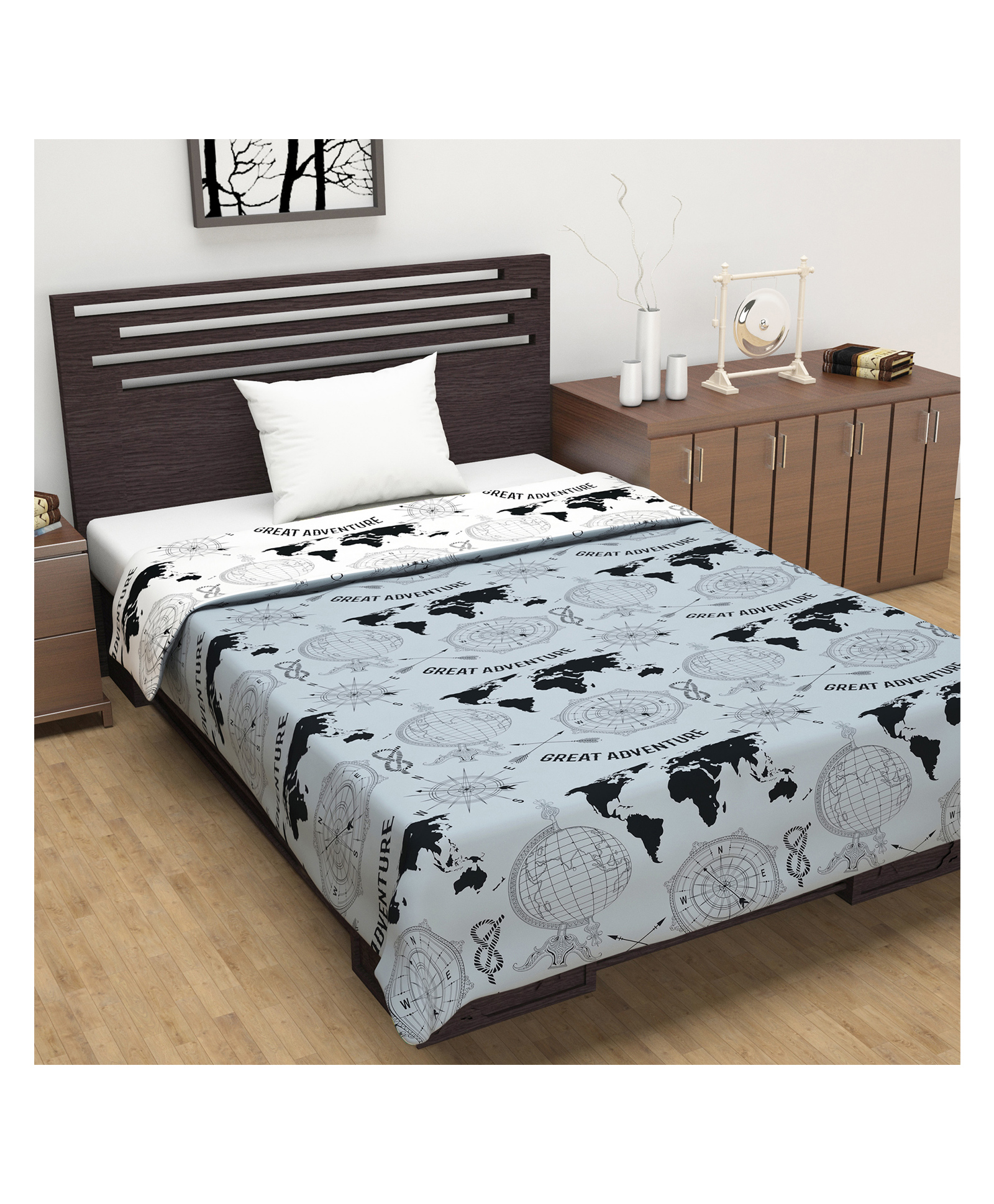 Divine Casa Reversible Single Bed AC Dohar - White & Grey-image-36