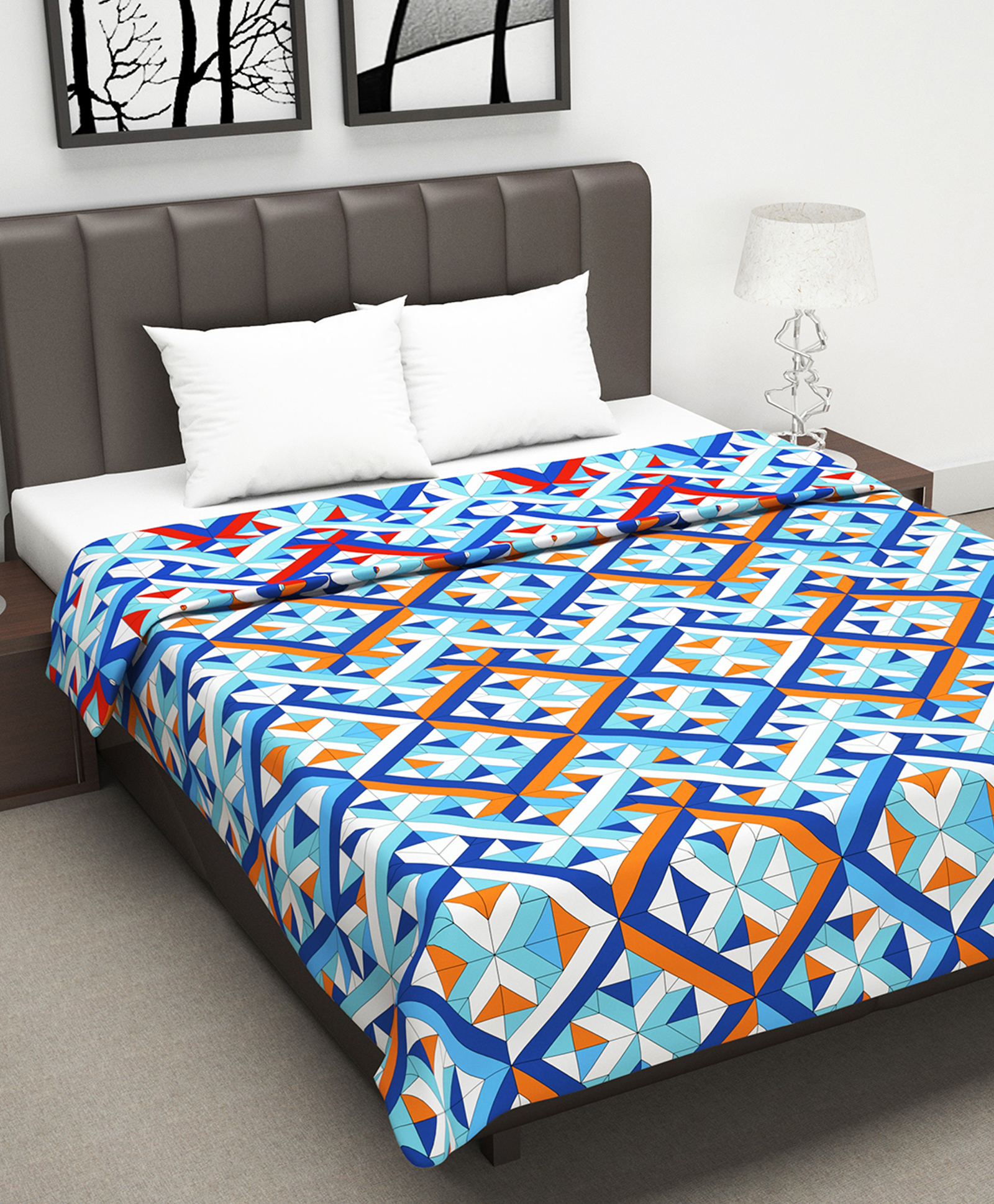 Divine Casa Microfiber Polyester Reversible 120 GSM Geometric Print Double Bed AC Dohar - Multicolor-image-13