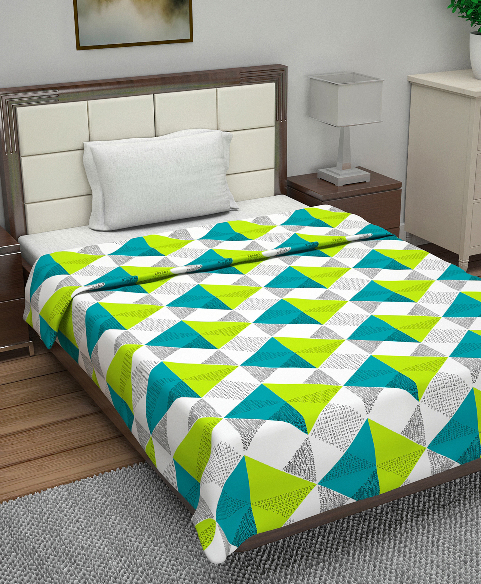 Divine Casa Cotton 120 GSM Single Bed AC Dohar Geometric Print - Multicolour-image-48