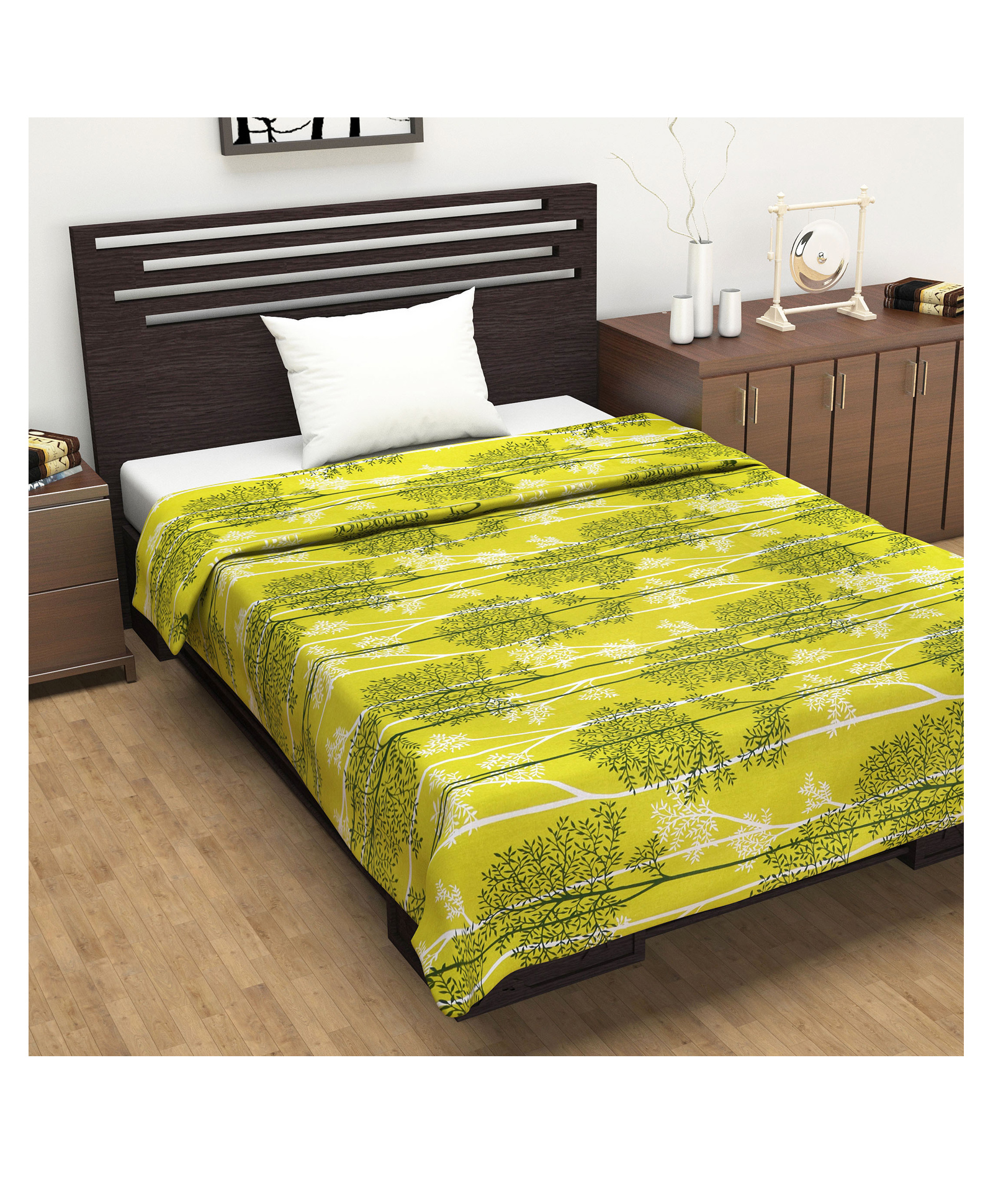 Divine Casa Cotton 120 GSM Floral Print Green and Dark Green Single Bed AC Dohar-image-22