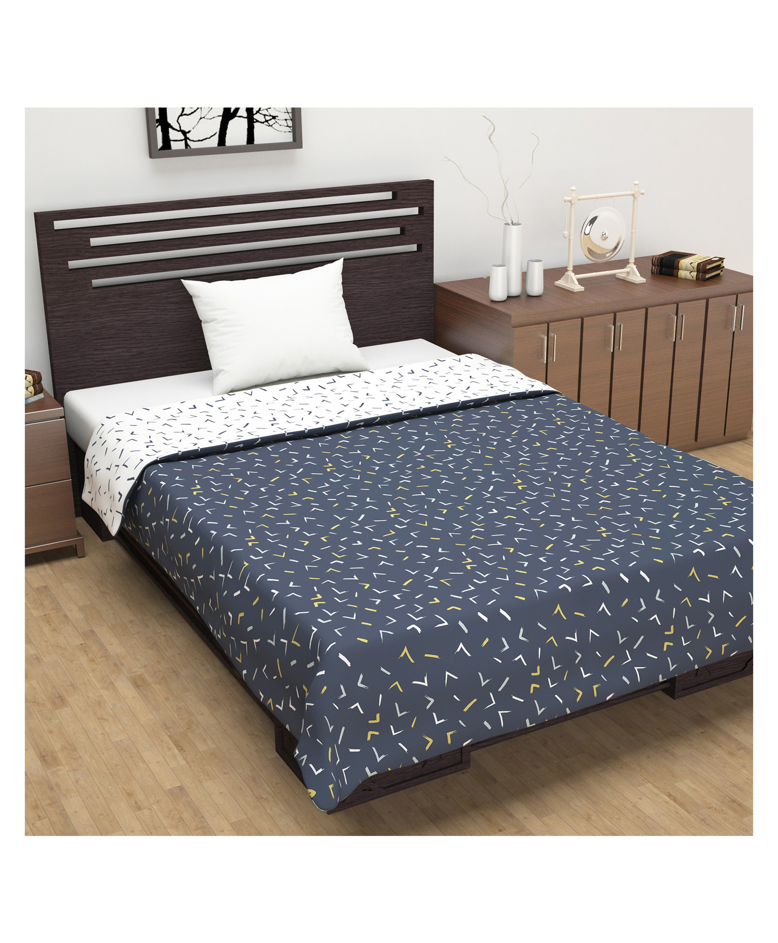 Divine Casa Microfiber 120 GSM Reversible Abstract Printed Single Bed AC Dohar - Blue-picture-23