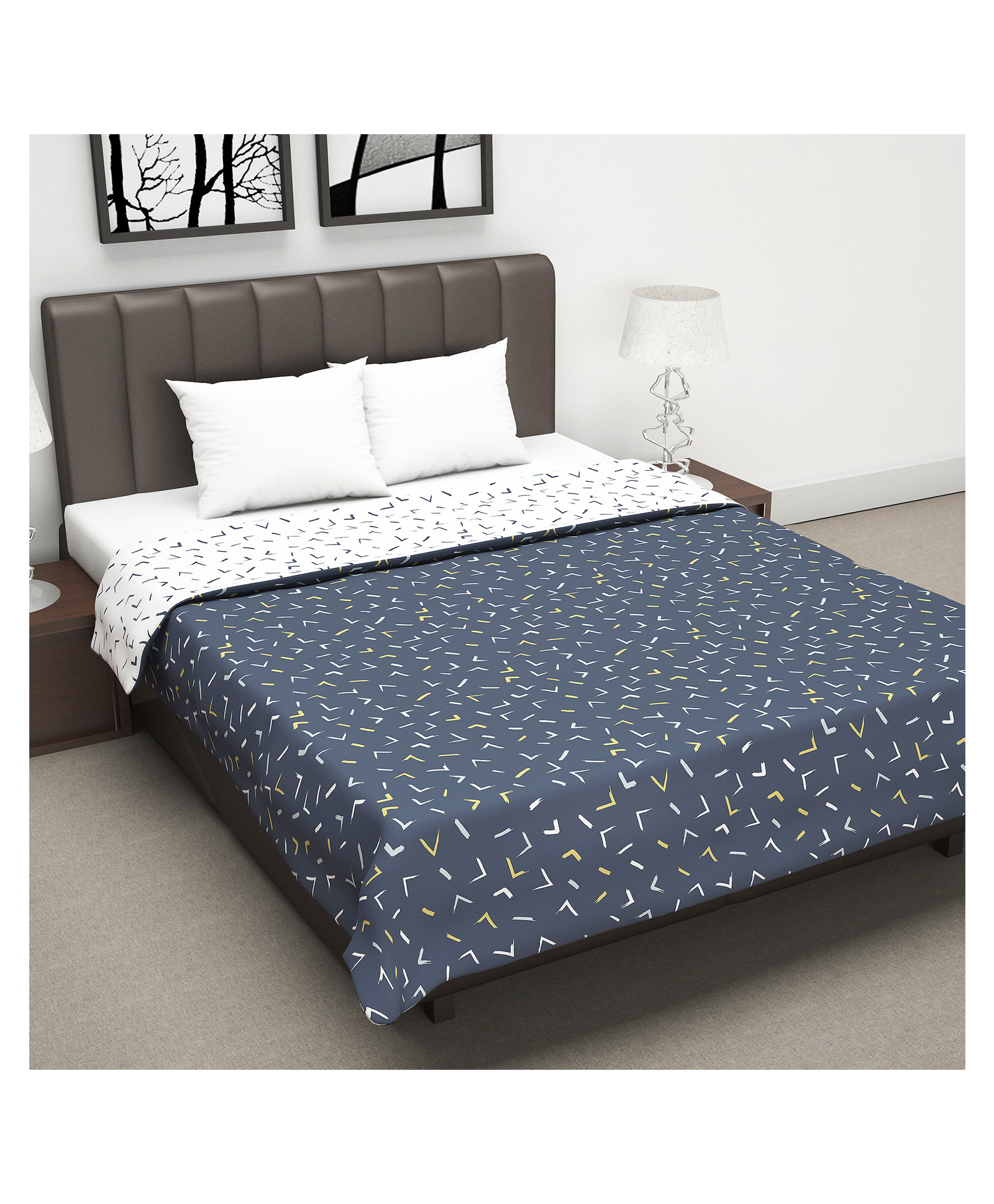Divine Casa Microfiber 120 GSM Reversible Abstract Printed Double Bed AC Dohar -  Blue-picture-22