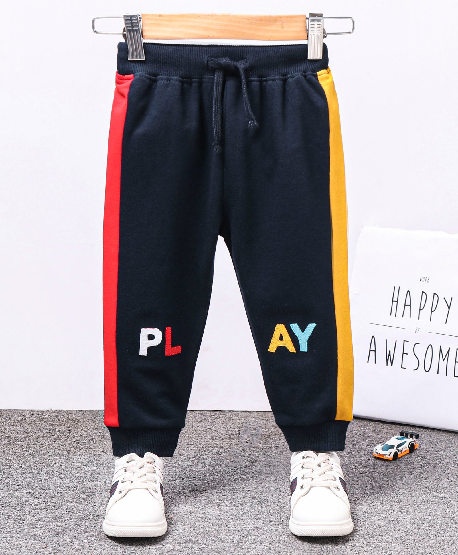 Babyhug Full Length Track Pant Play Print - Navy-image-6