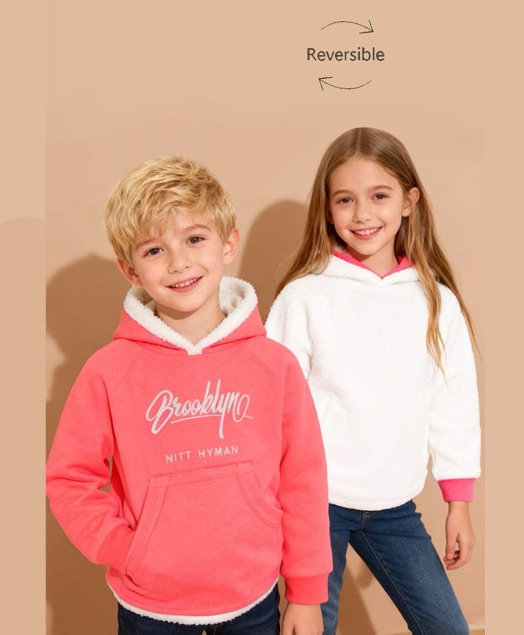 Cherry Crumble By Nitt Hyman Full Sleeves Reversible Hooded Sweatshirt - Peach & Cream-picture-23