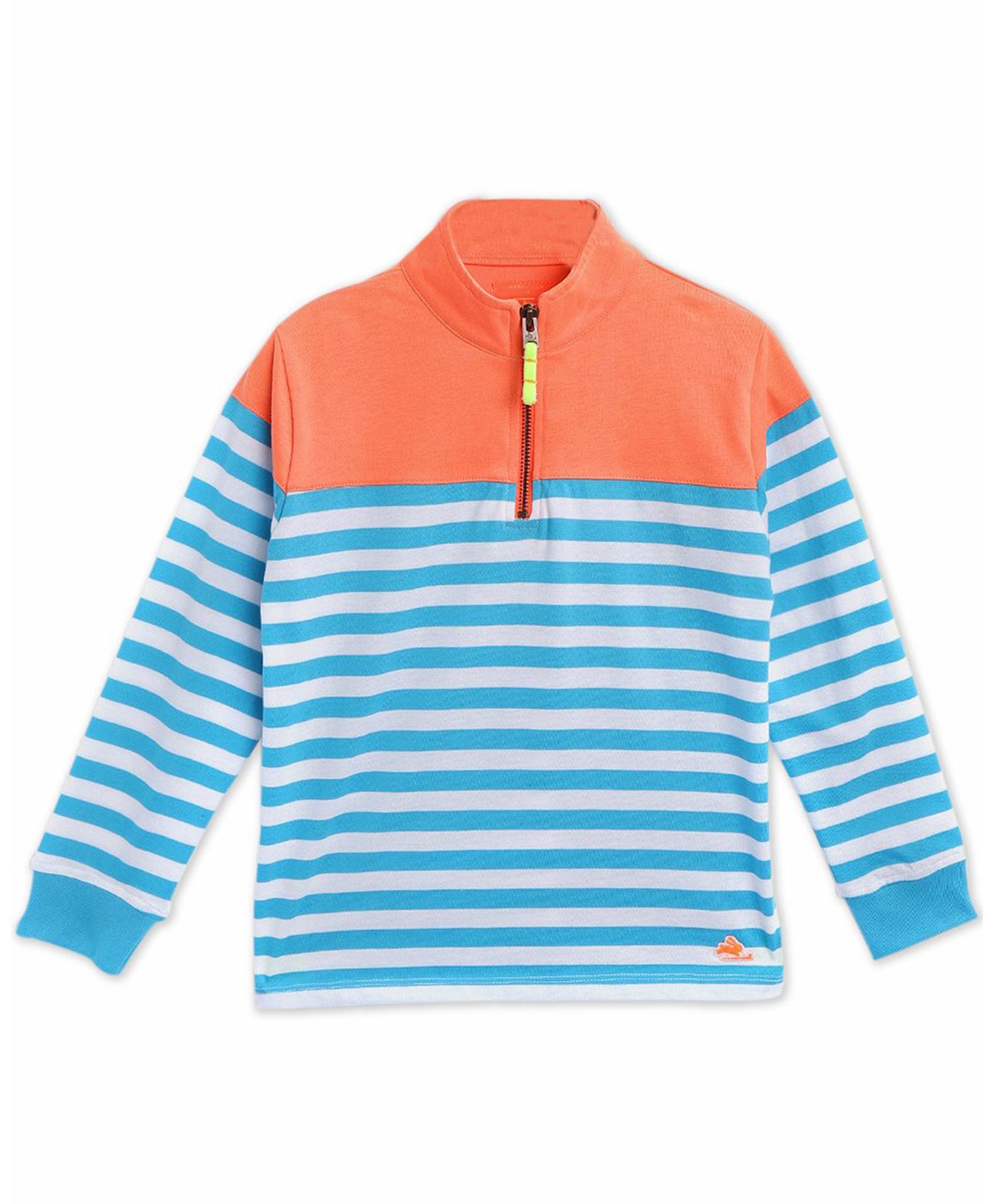 Cherry Crumble By Nitt Hyman Full Sleeves Color-Block With Stripes Print High Neck Sweatshirt - Multi Color-picture-21