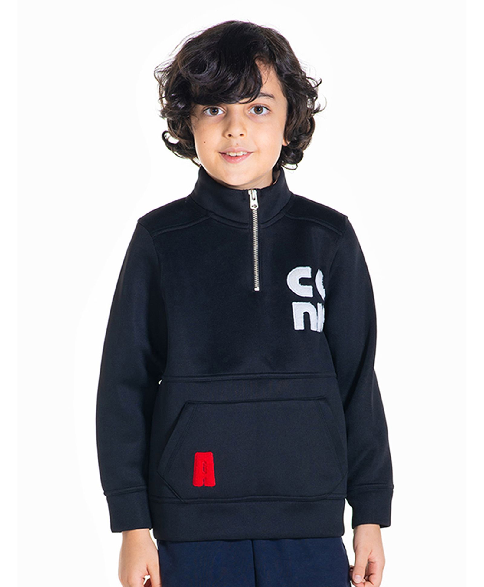Cherry Crumble By Nitt Hyman Full Sleeves Brand Initials Applique High Neck Sweatshirt - Black-picture-24